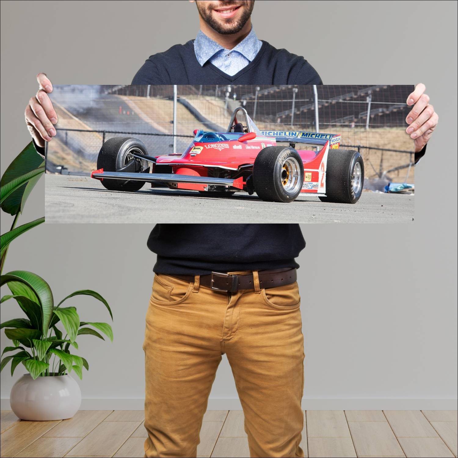 Cuadro grande 30x80cm 1980 ferrari 312 t5 auto 171 Ferrari