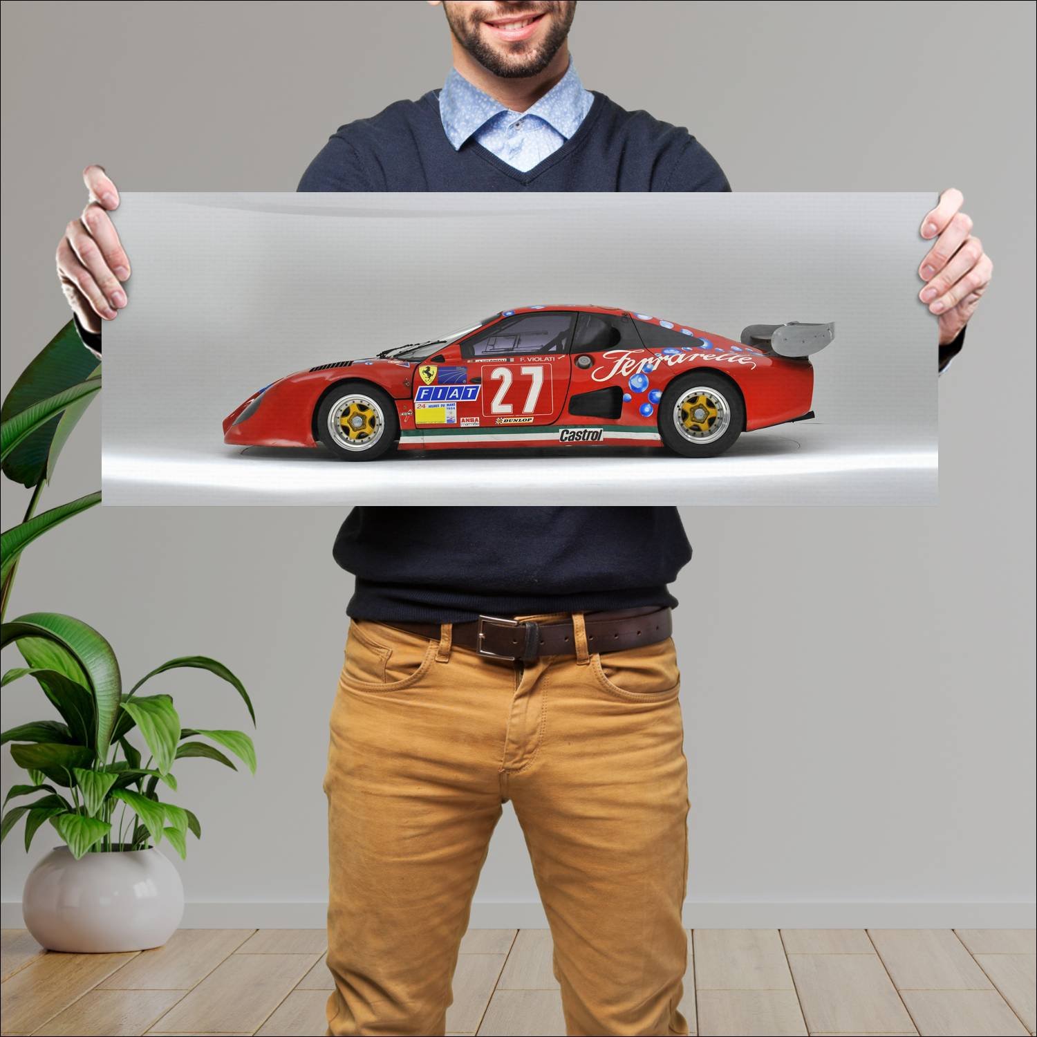 Cuadro grande 30x80cm 1981 ferrari 512 bb lm auto 173 Ferrari
