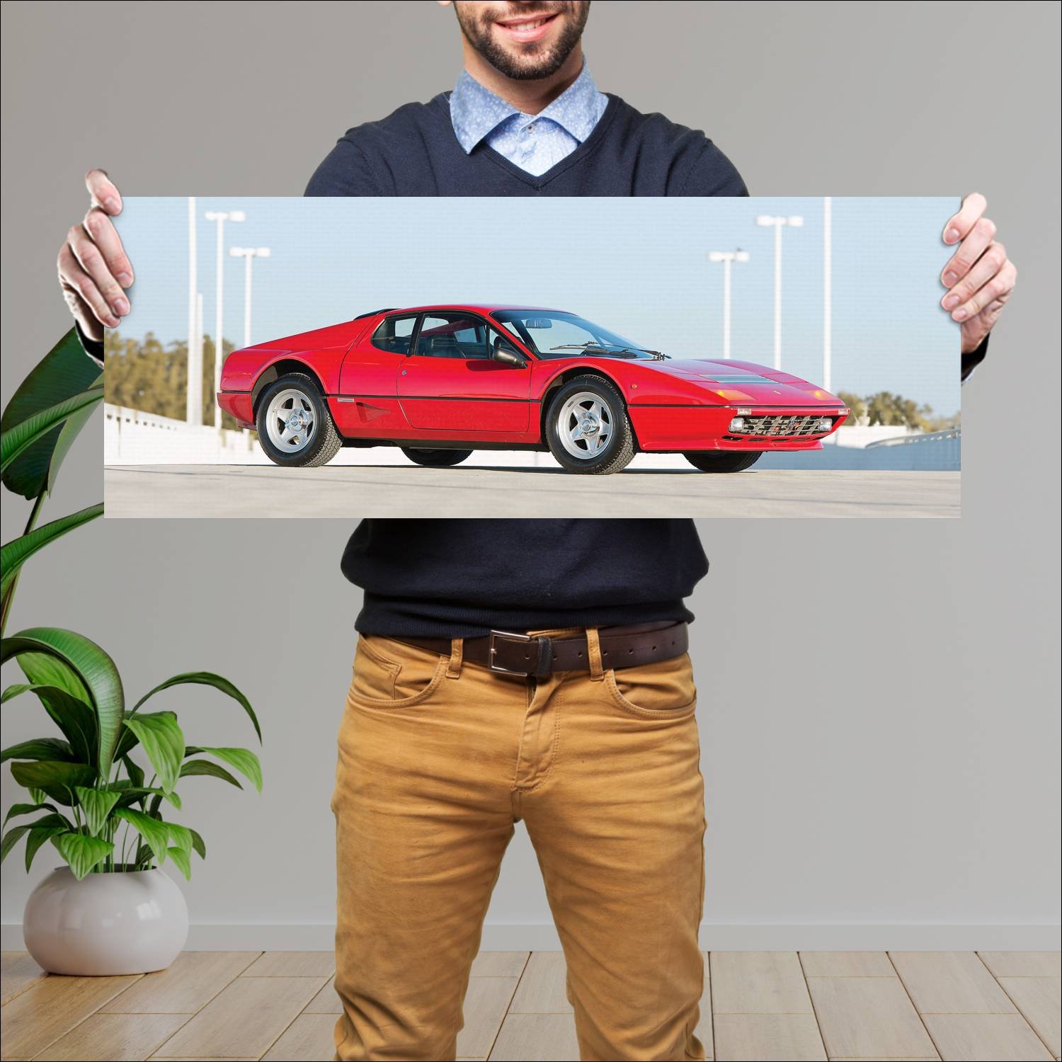 Cuadro grande 30x80cm 1981 ferrari 512 bbi auto 176 Ferrari