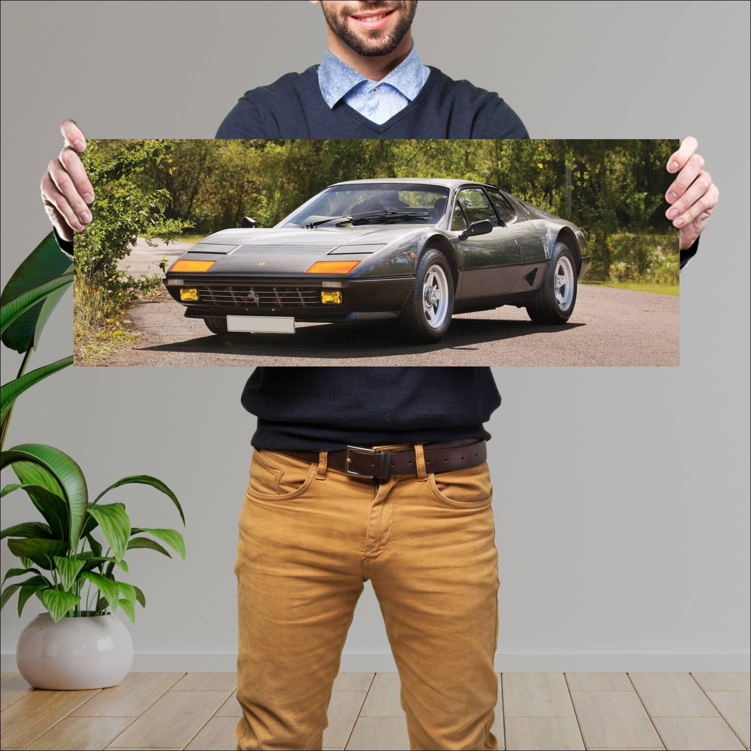 Cuadro grande 30x80cm 1981 ferrari 512 bbi uk Ferrari