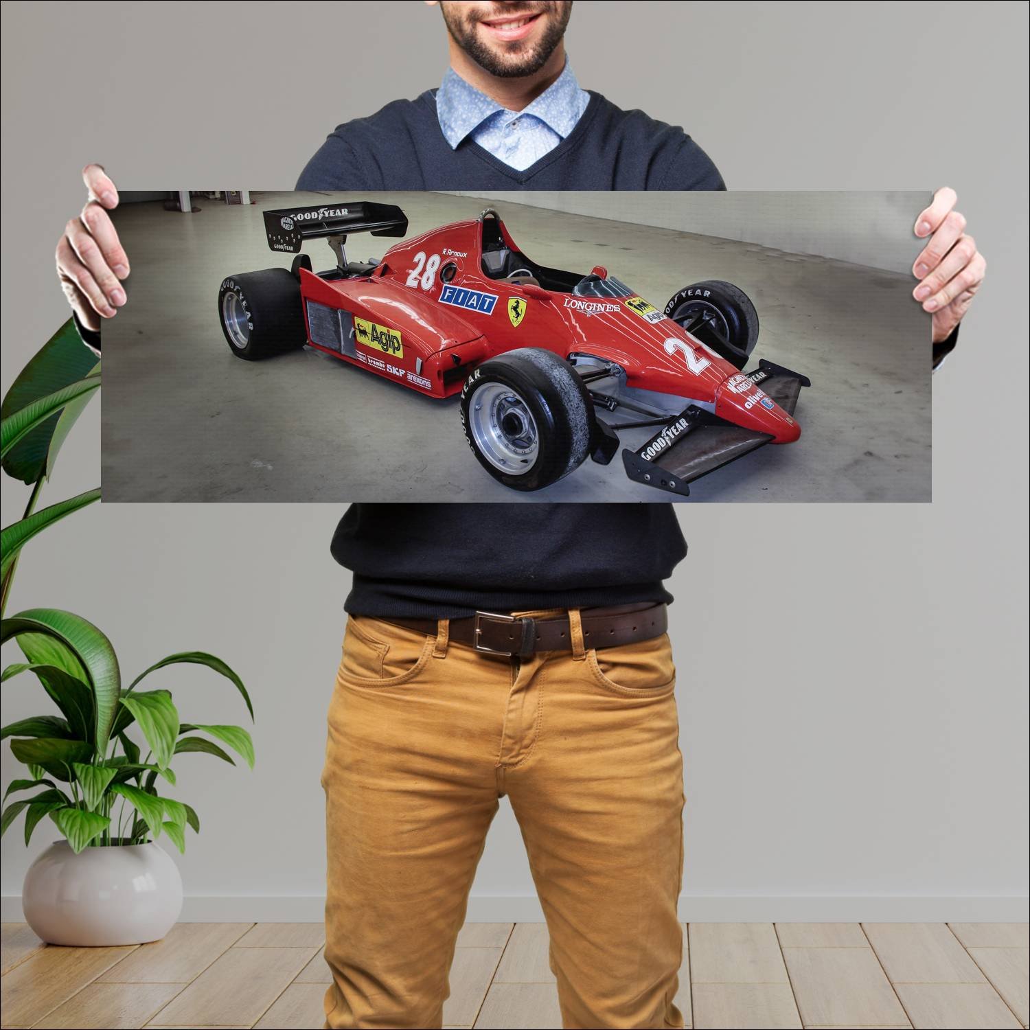 Cuadro grande 30x80cm 1983 ferrari 126 c2b auto 186 Ferrari