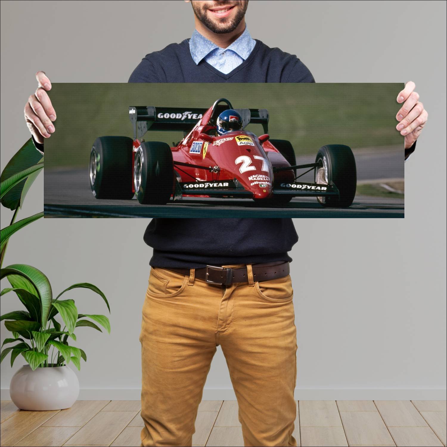 Cuadro grande 30x80cm 1983 ferrari 126 c3 auto 187 Ferrari