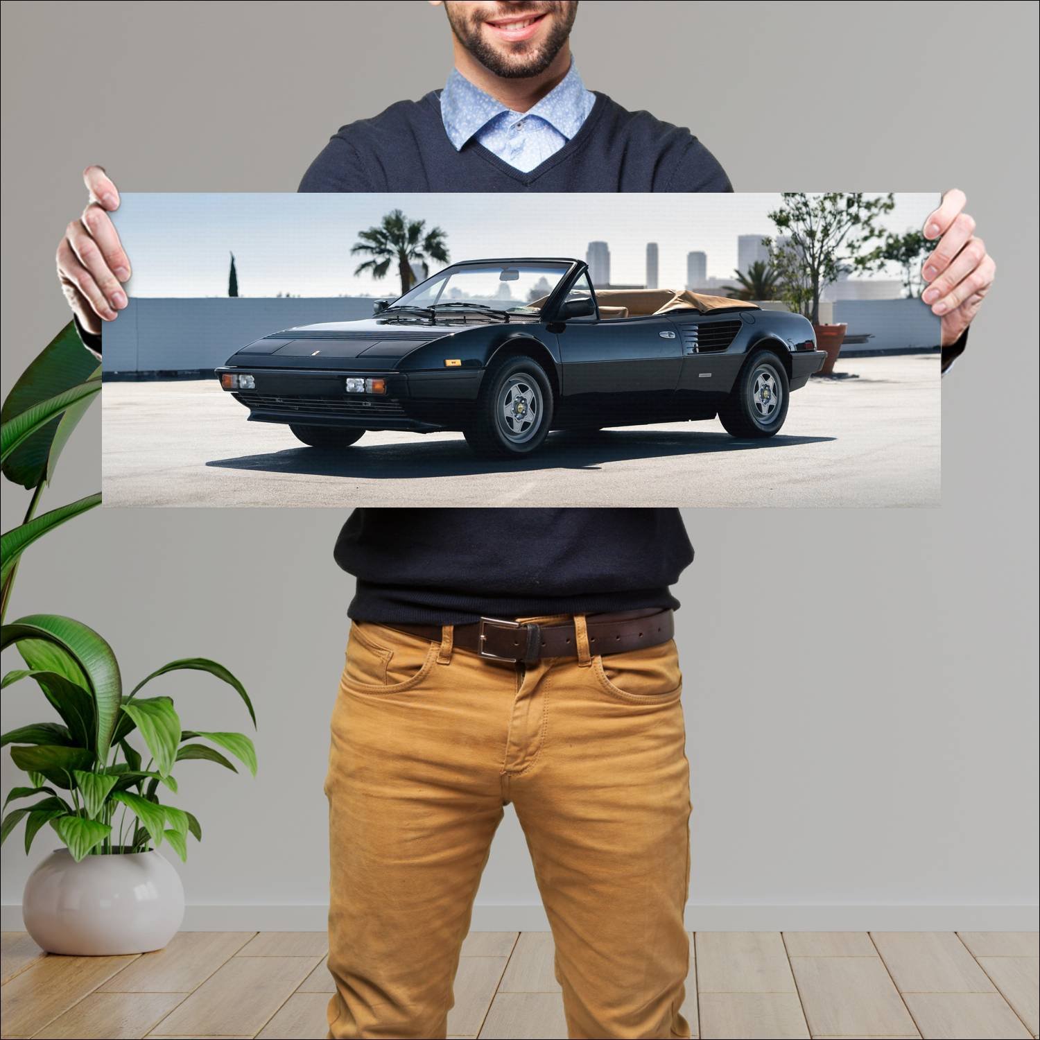 Cuadro grande 30x80cm 1983 ferrari mondial cabriol 189 Ferrari