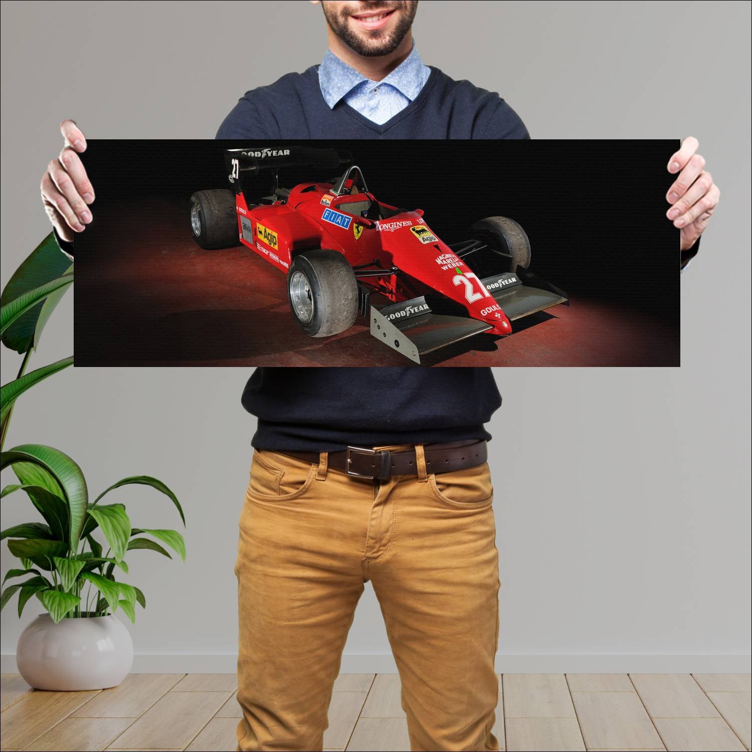 Cuadro grande 30x80cm 1984 ferrari 126 c4 auto 191 Ferrari