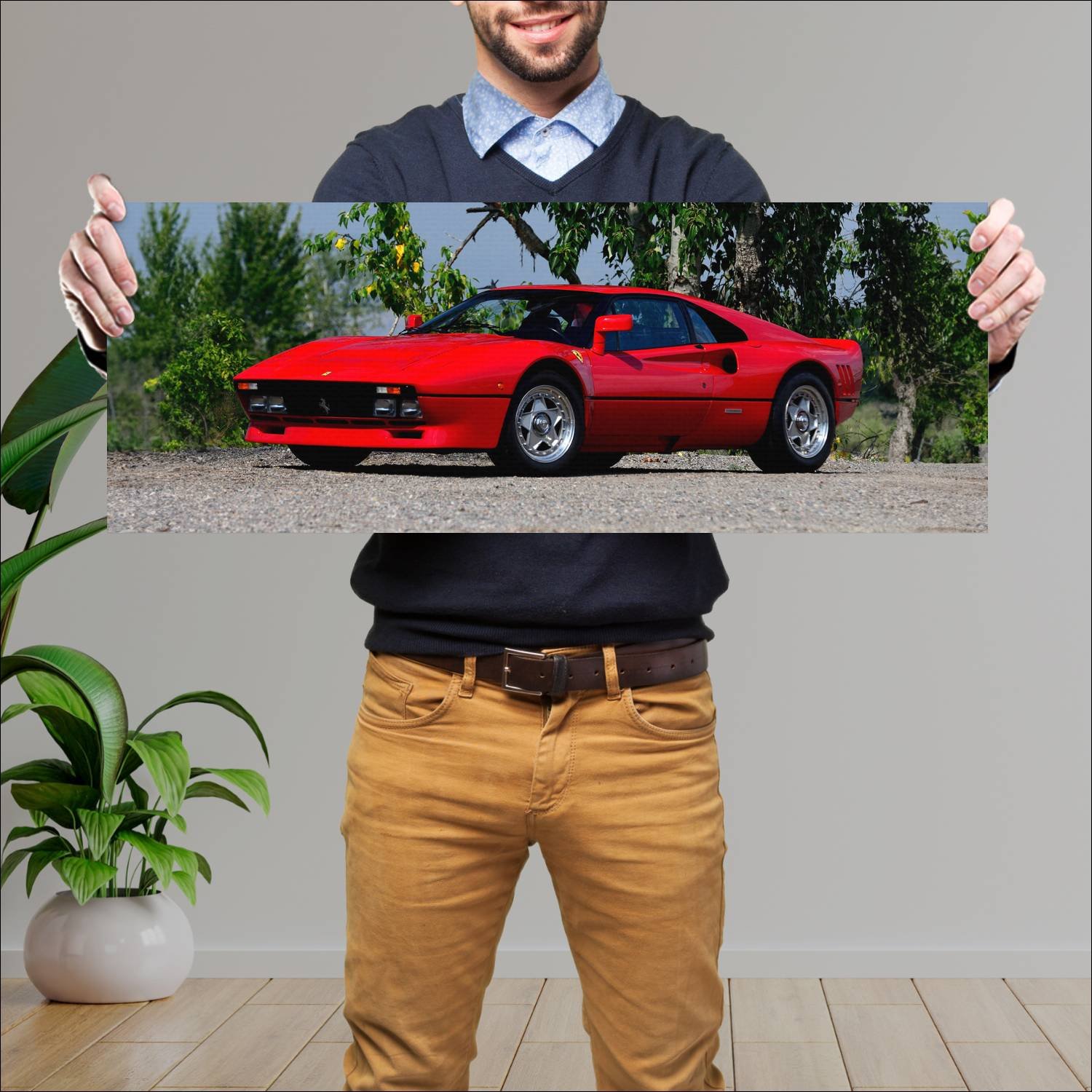 Cuadro grande 30x80cm 1984 ferrari gto auto 192 Ferrari