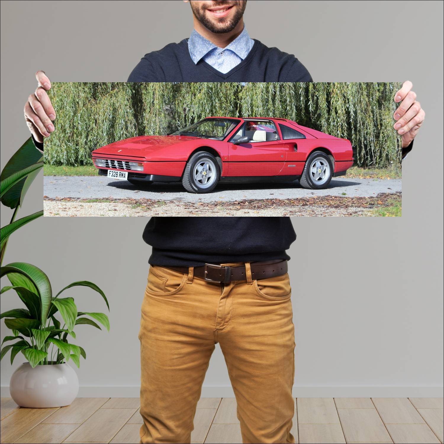 Cuadro grande 30x80cm 1985 ferrari 328 gts uk Ferrari