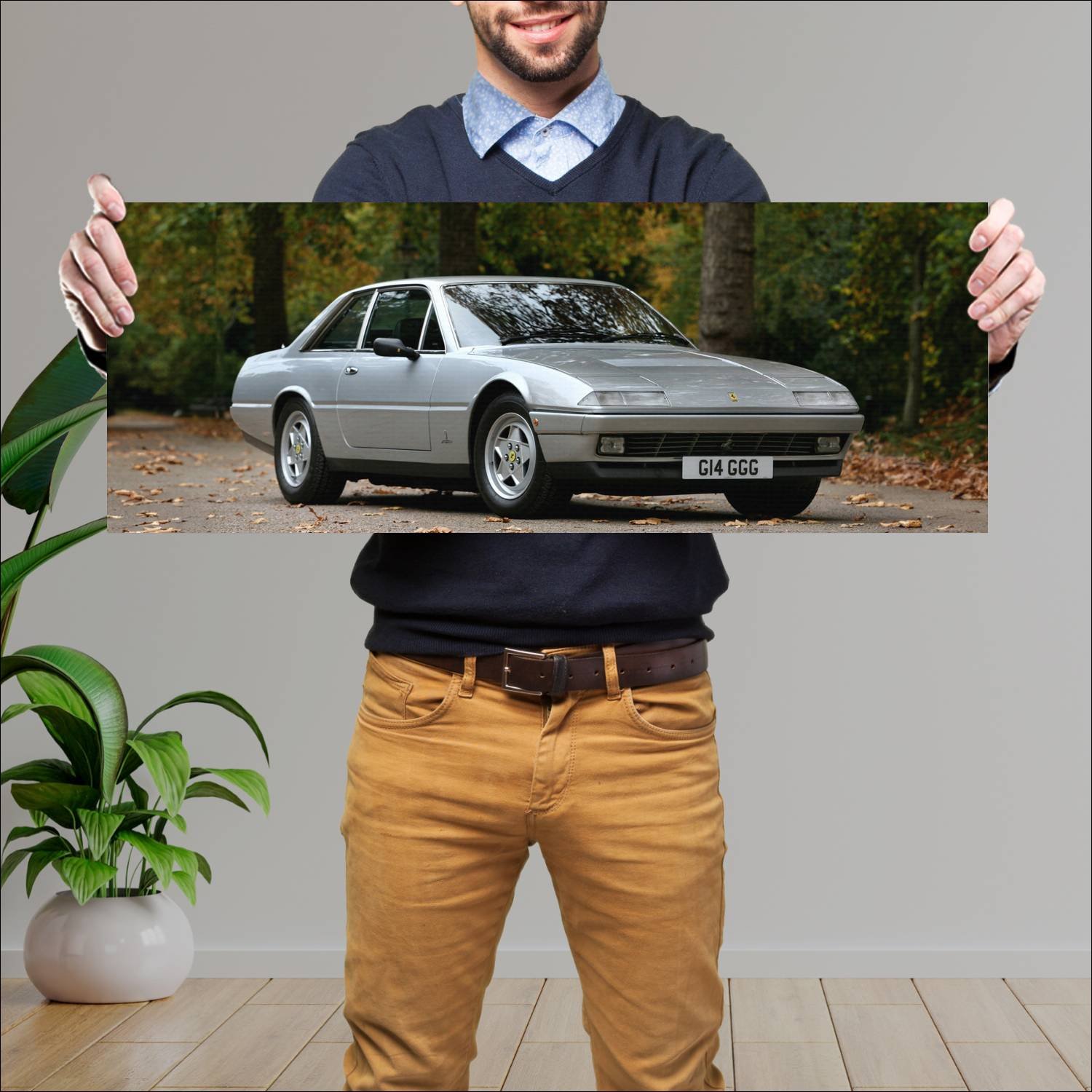 Cuadro grande 30x80cm 1985 ferrari 412 uk auto 211 Ferrari