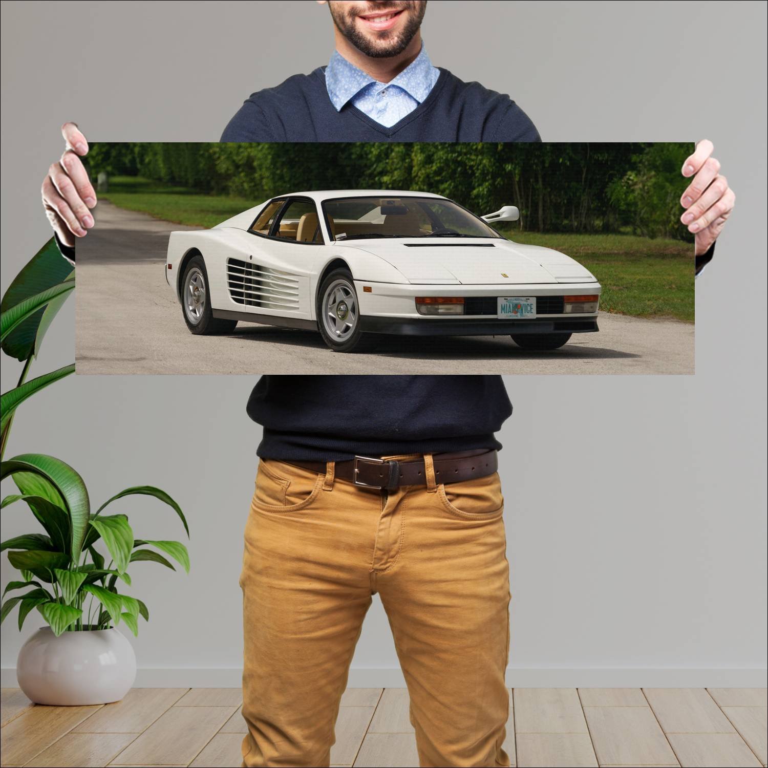 Cuadro grande 30x80cm 1985 ferrari testarossa us 7 213 Ferrari