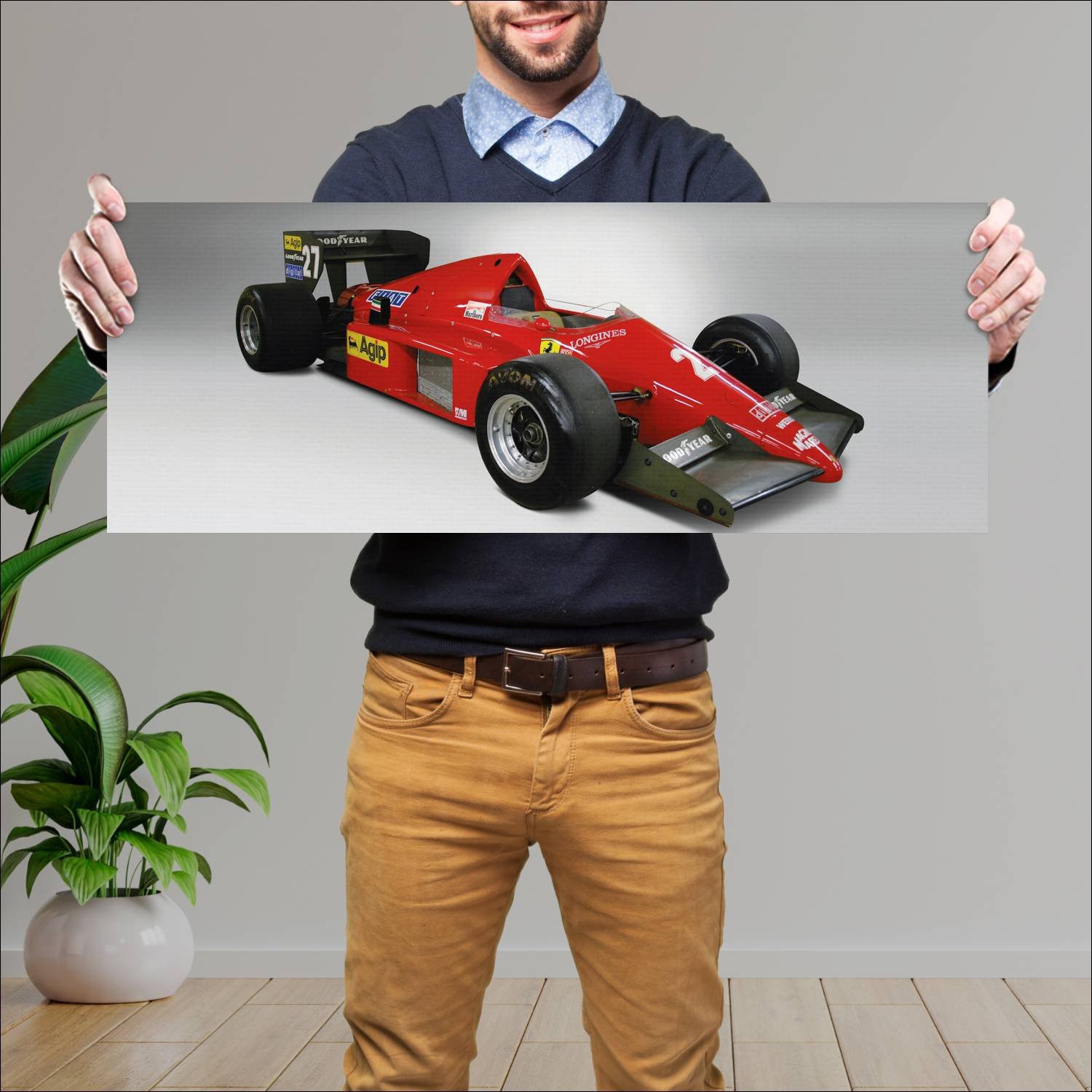 Cuadro grande 30x80cm 1986 ferrari f1 86 auto 215 Ferrari