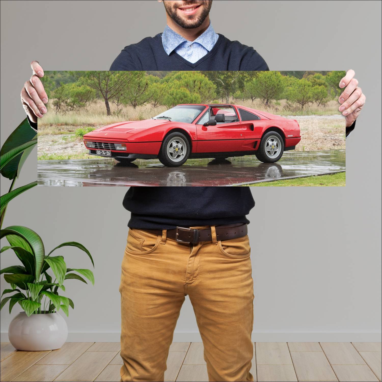 Cuadro grande 30x80cm 1986 ferrari gts turbo auto 218 Ferrari