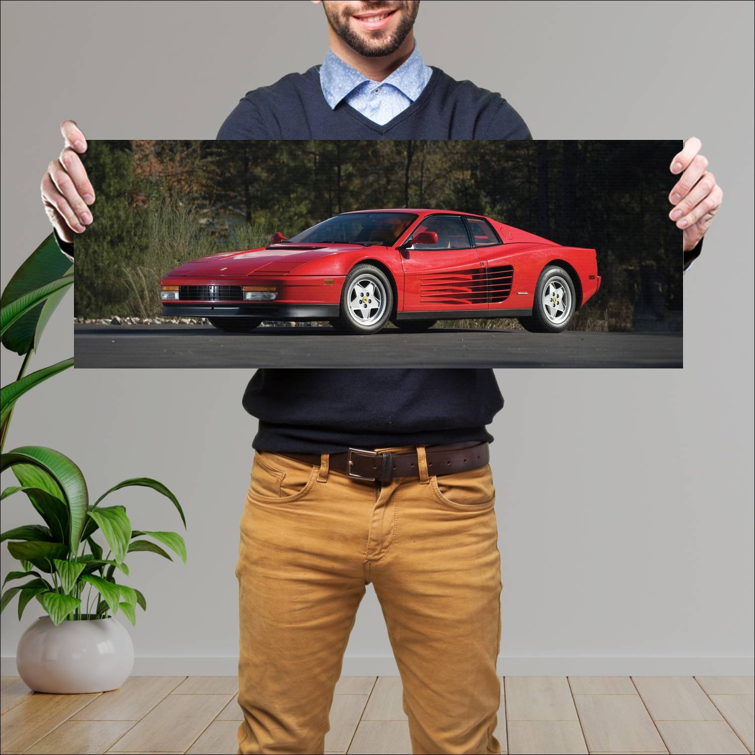 Cuadro grande 30x80cm 1987 ferrari testarossa us 7 227 Ferrari