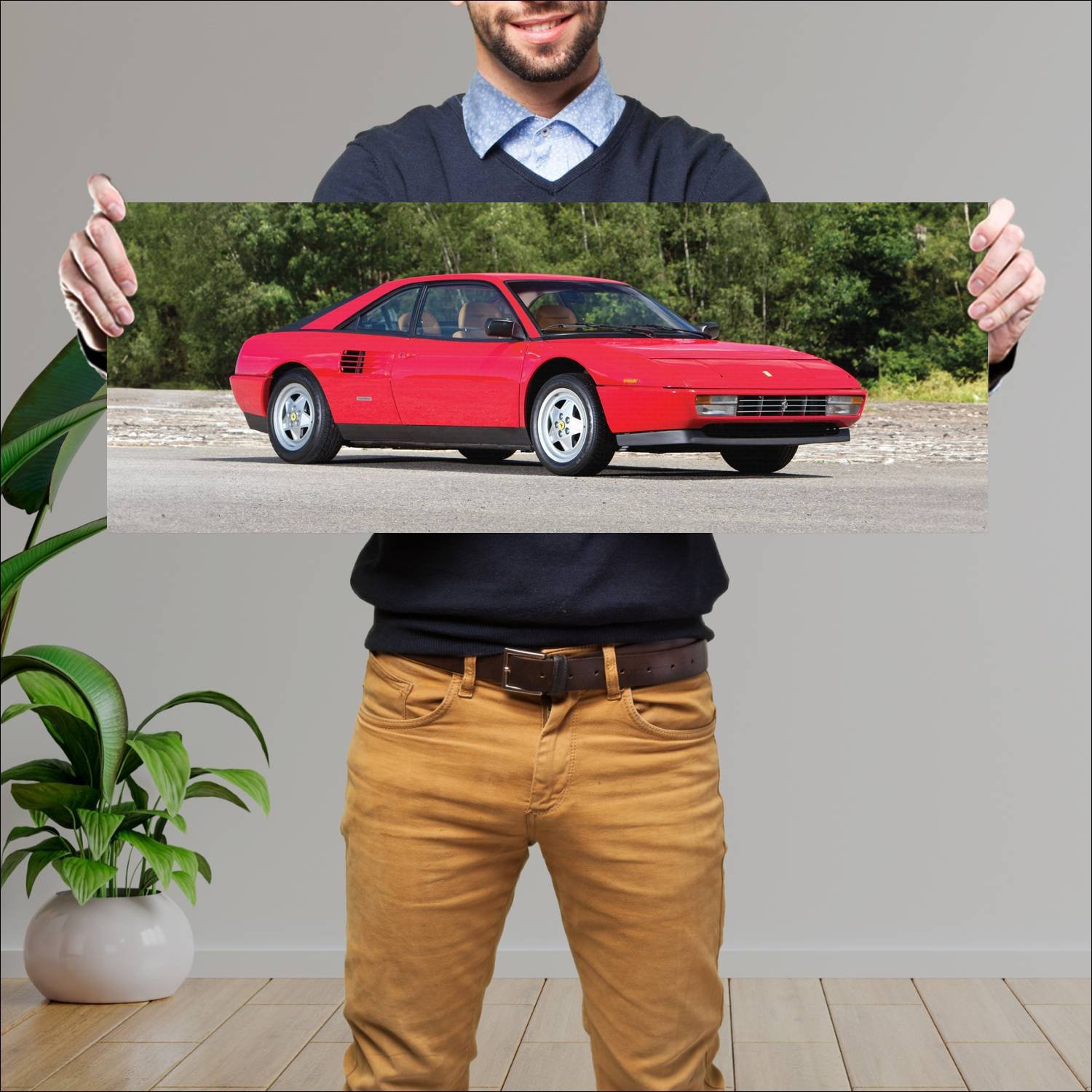 Cuadro grande 30x80cm 1989 ferrari mondial t auto 237 Ferrari