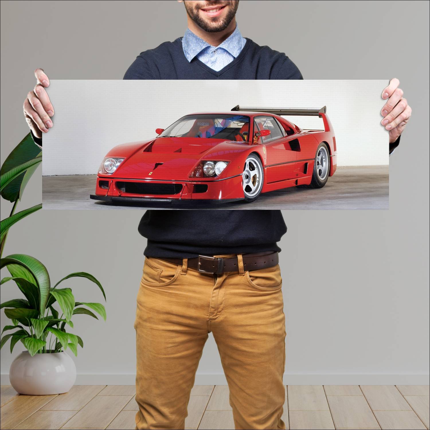 Cuadro grande 30x80cm 1990 ferrari f40 lm auto 70 243 Ferrari