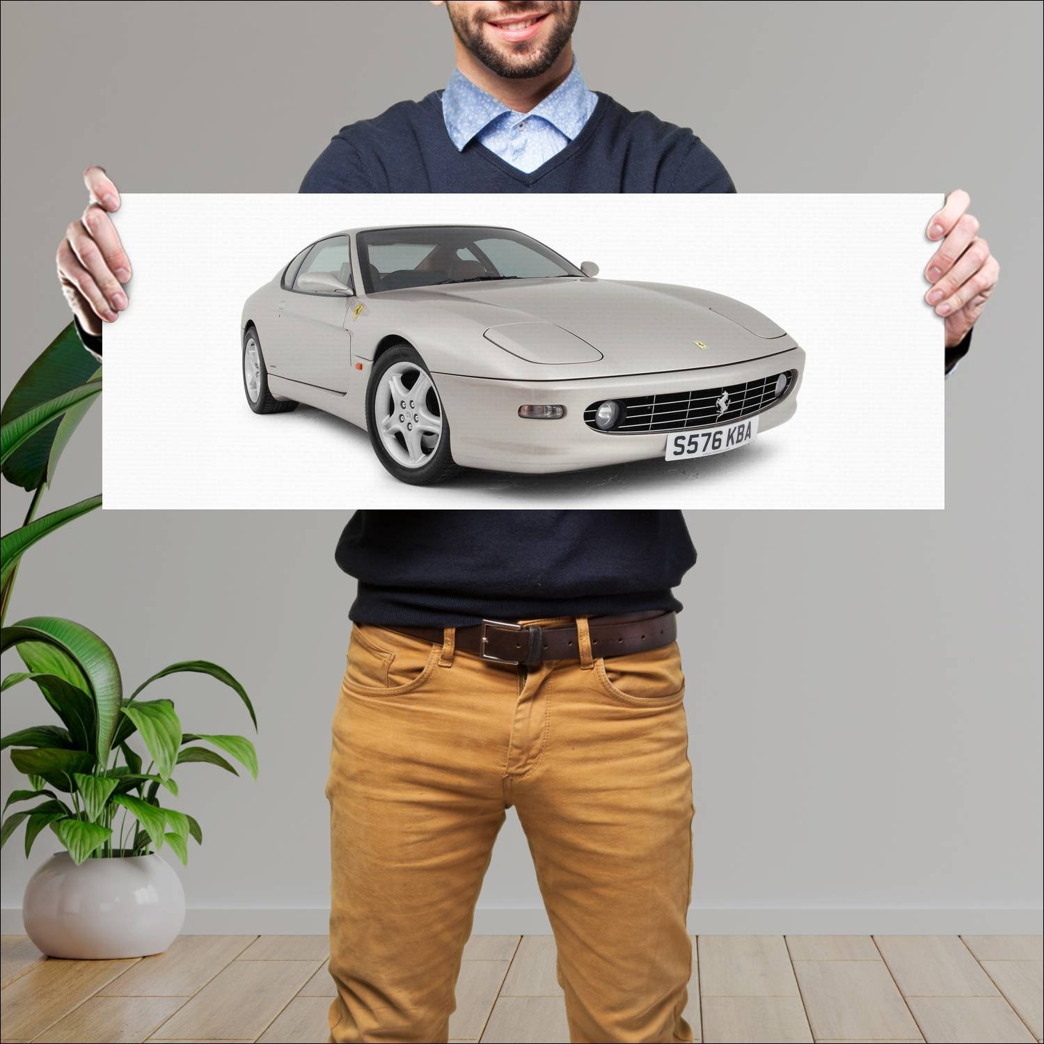 Cuadro grande 30x80cm 1998 ferrari 456m uk auto 309 Ferrari