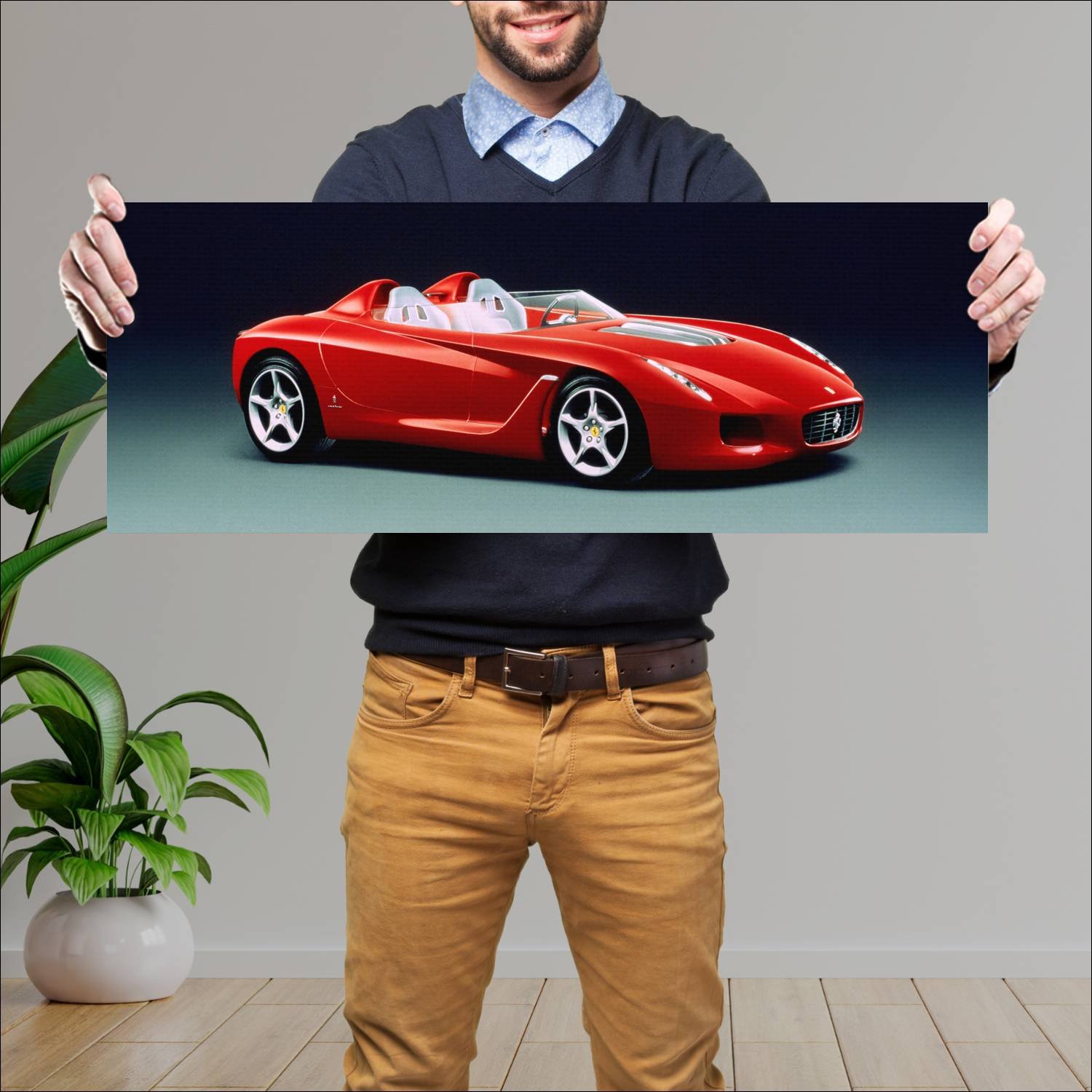 Cuadro grande 30x80cm 2000 ferrari rossa auto 329 Ferrari
