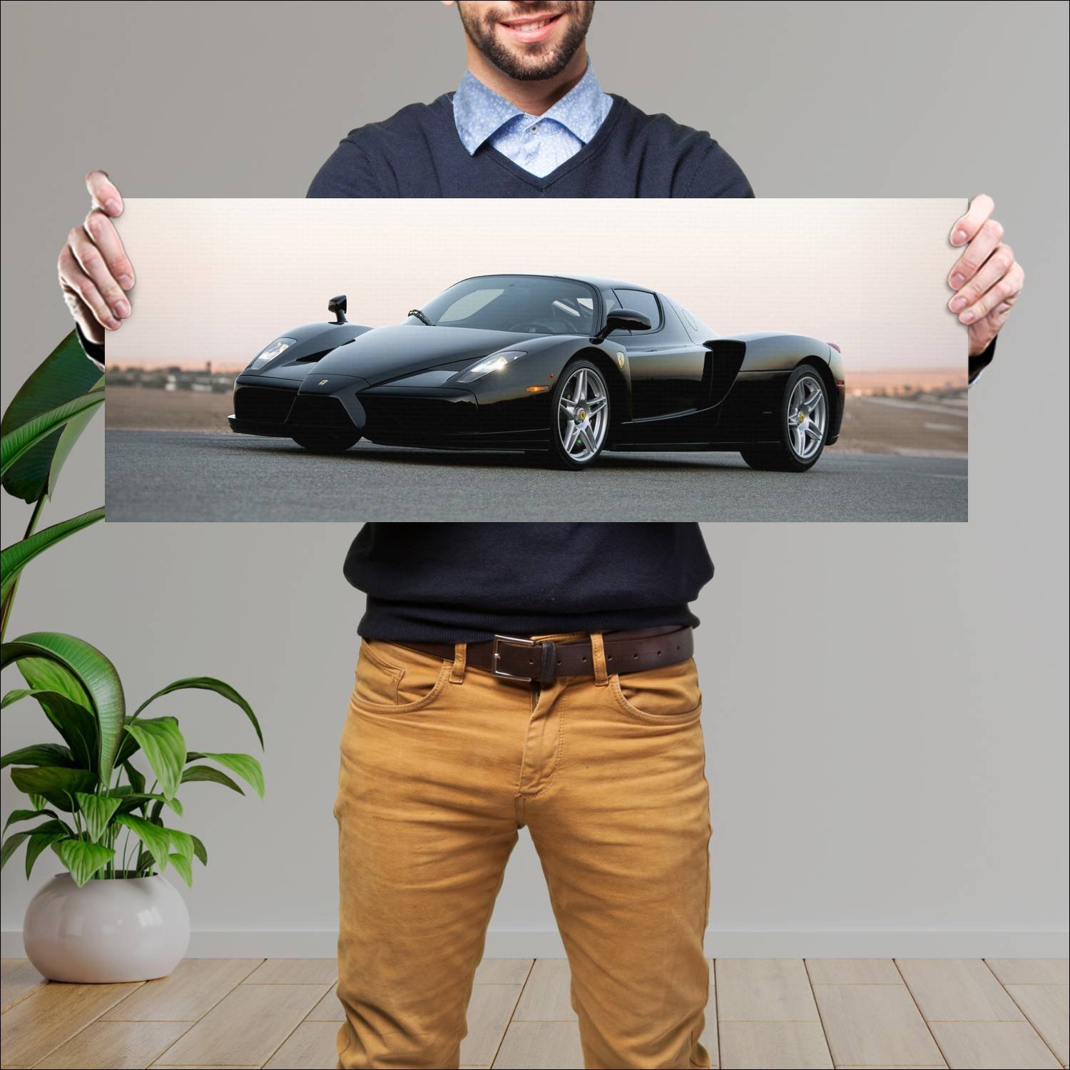 Cuadro grande 30x80cm 2002 enzo ferrari us auto 338 Ferrari