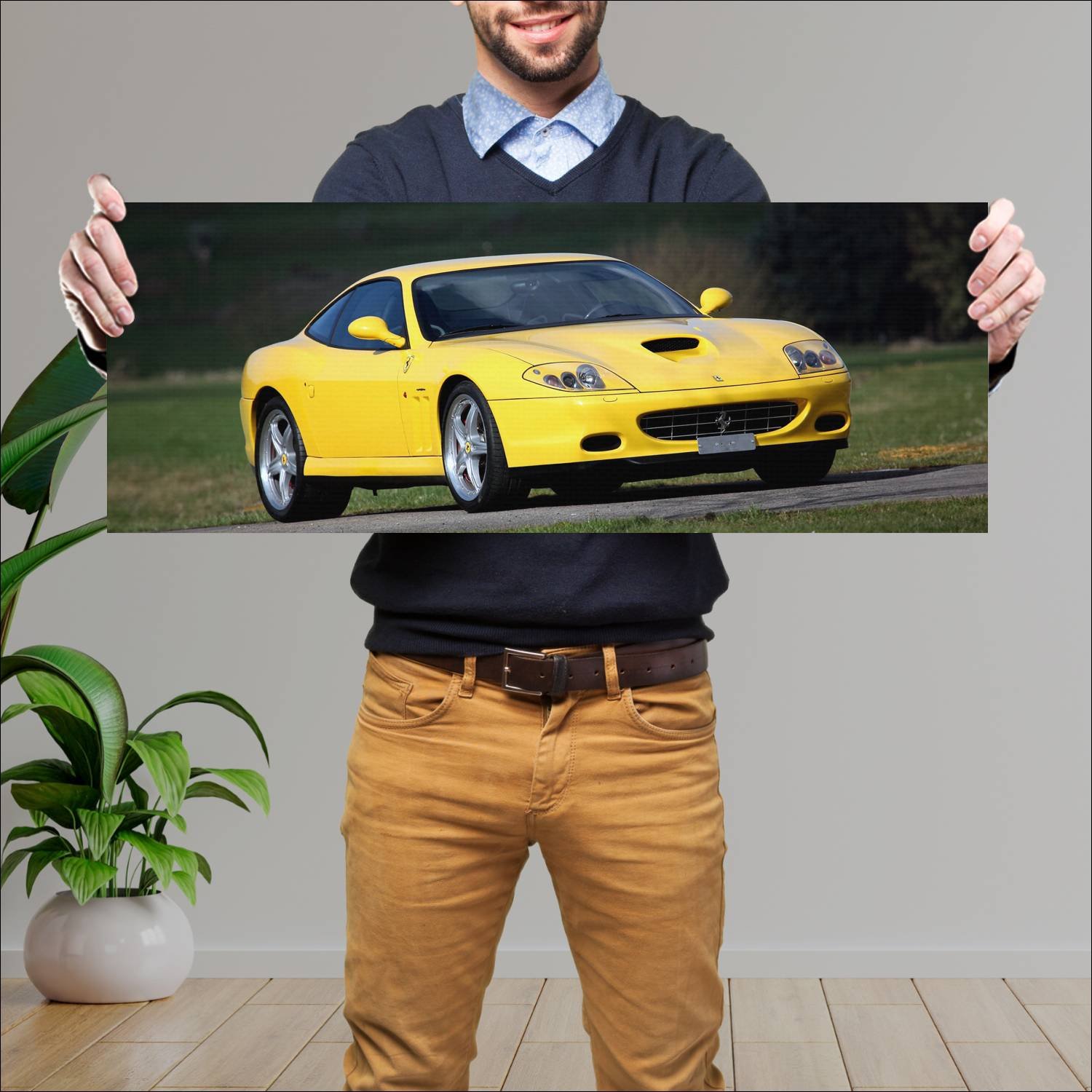 Cuadro grande 30x80cm 2005 ferrari 575m hgtc auto 372 Ferrari
