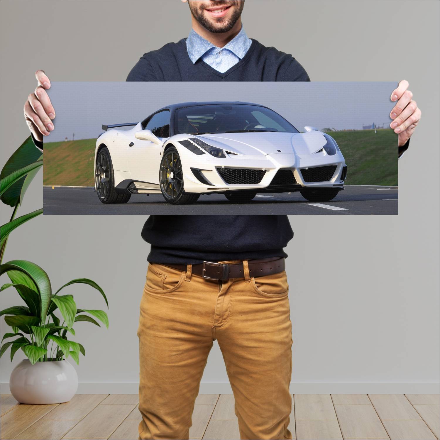Cuadro grande 30x80cm 2011 mansory siracusa auto 485 Ferrari
