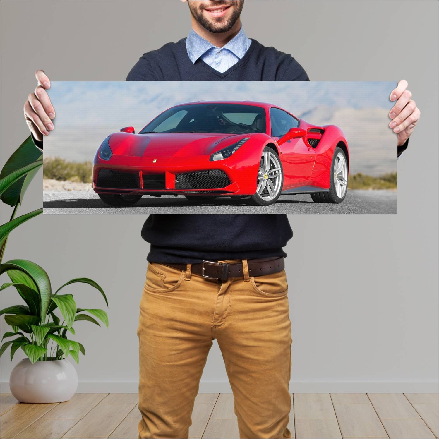 Cuadro grande 30x80cm 2015 ferrari 488 gtb auto 558 Ferrari