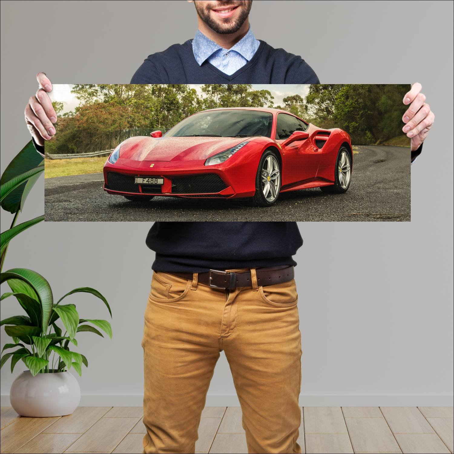 Cuadro grande 30x80cm 2015 ferrari 488 gtb au Ferrari