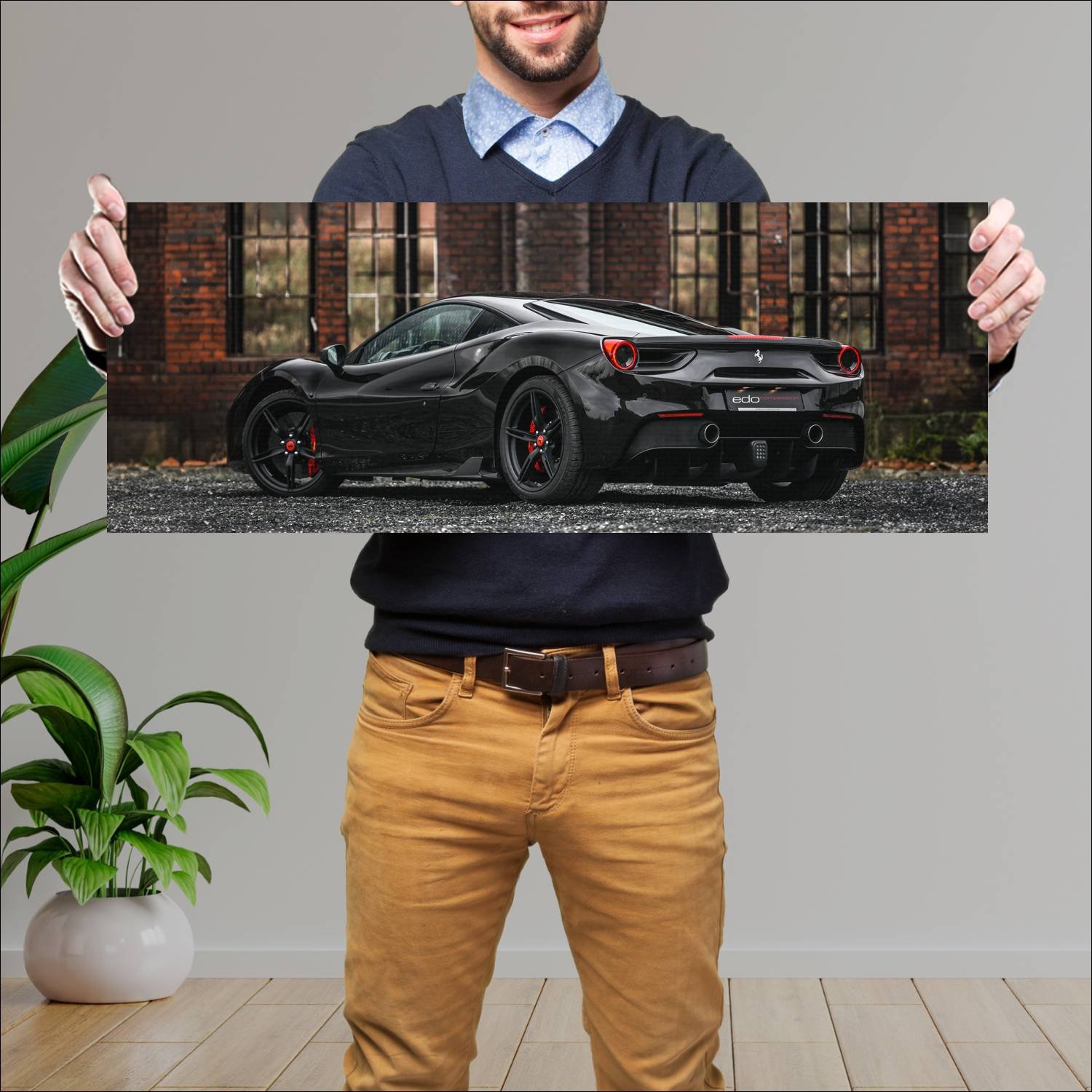 Cuadro grande 30x80cm 2015 ferrari 488 gtb by edo 561 Ferrari