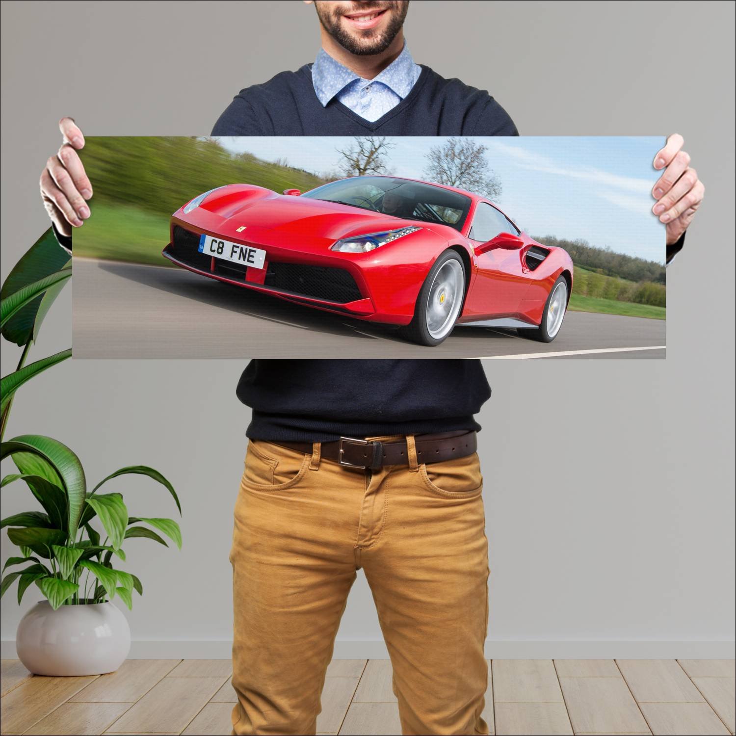 Cuadro grande 30x80cm 2015 ferrari 488 gtb uk Ferrari