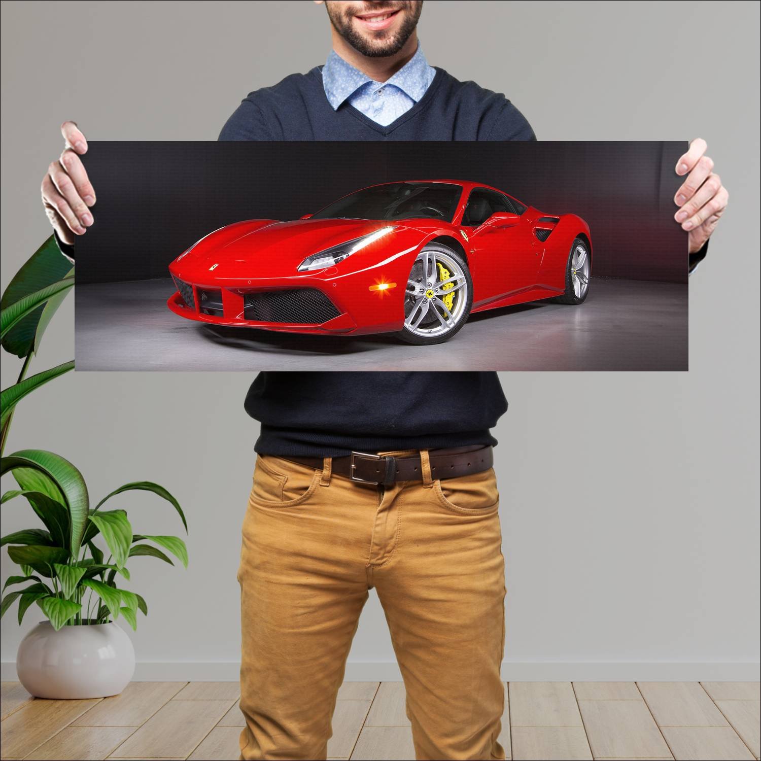 Cuadro grande 30x80cm 2015 ferrari 488 gtb us Ferrari