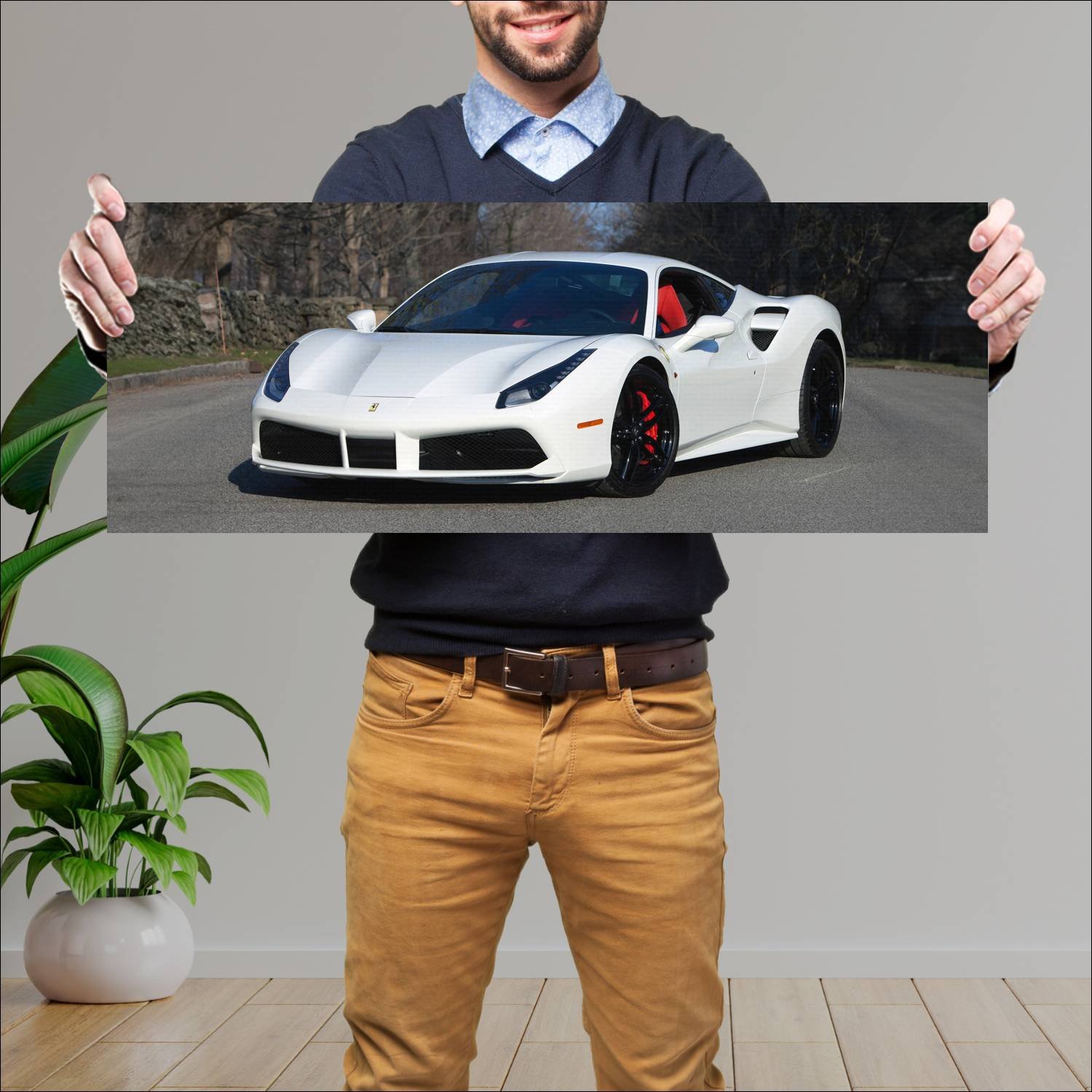 Cuadro grande 30x80cm 2015 ferrari 488 gtb us Ferrari