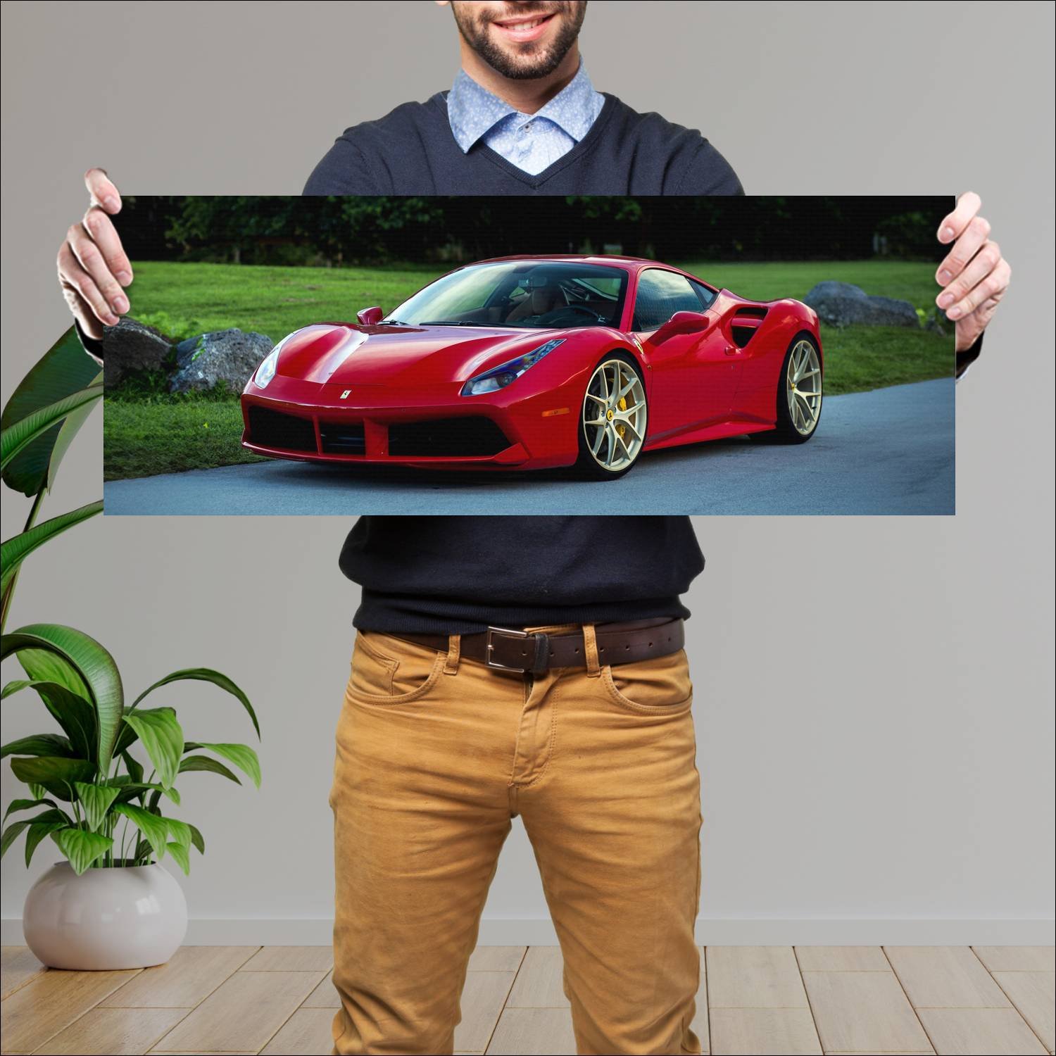 Cuadro grande 30x80cm 2015 ferrari 488 gtb us Ferrari