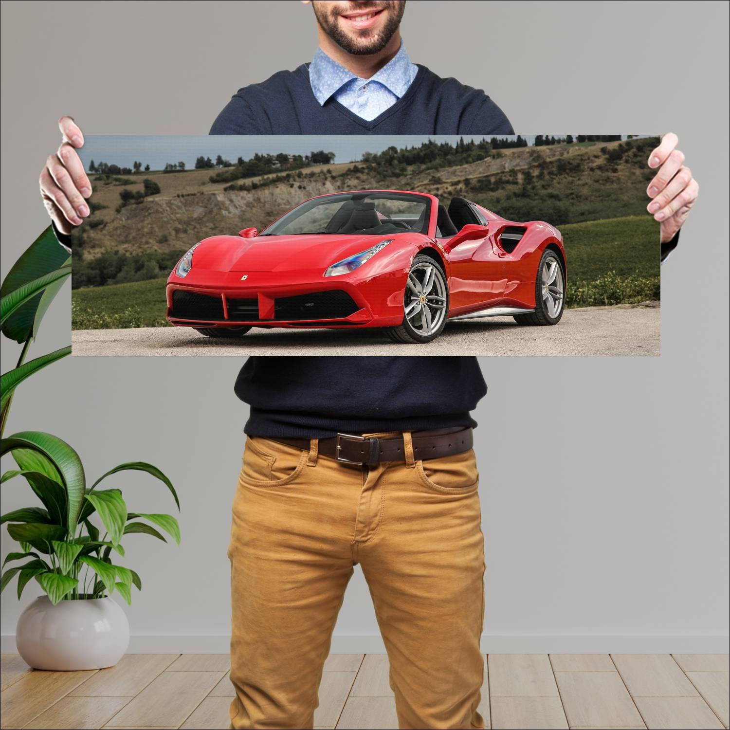 Cuadro grande 30x80cm 2015 ferrari 488 spider Ferrari