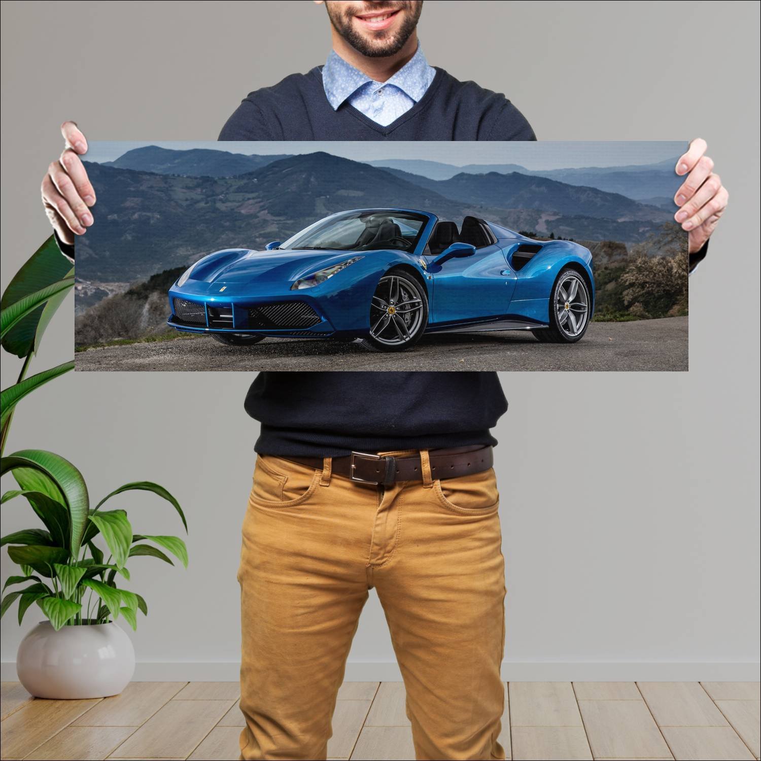 Cuadro grande 30x80cm 2015 ferrari 488 spider Ferrari