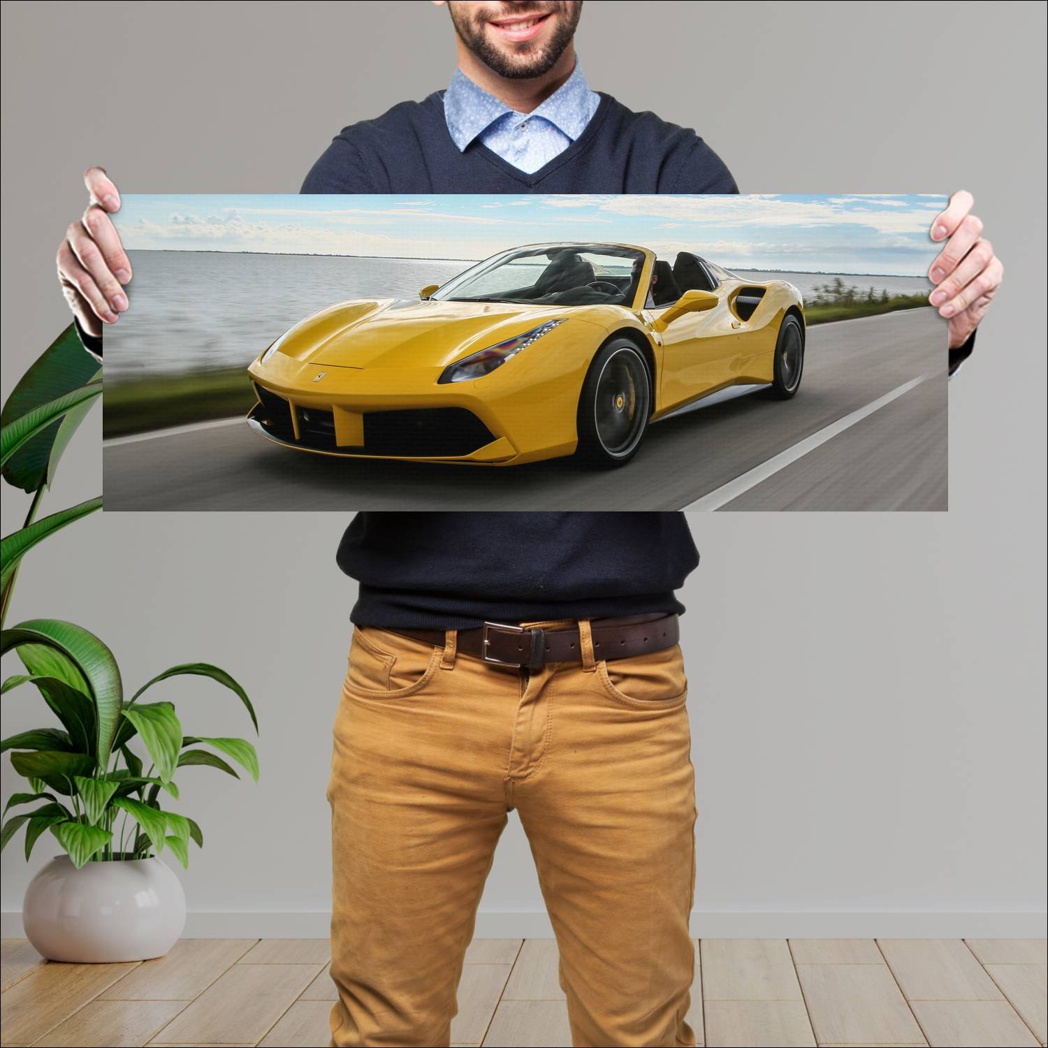 Cuadro grande 30x80cm 2015 ferrari 488 spider Ferrari
