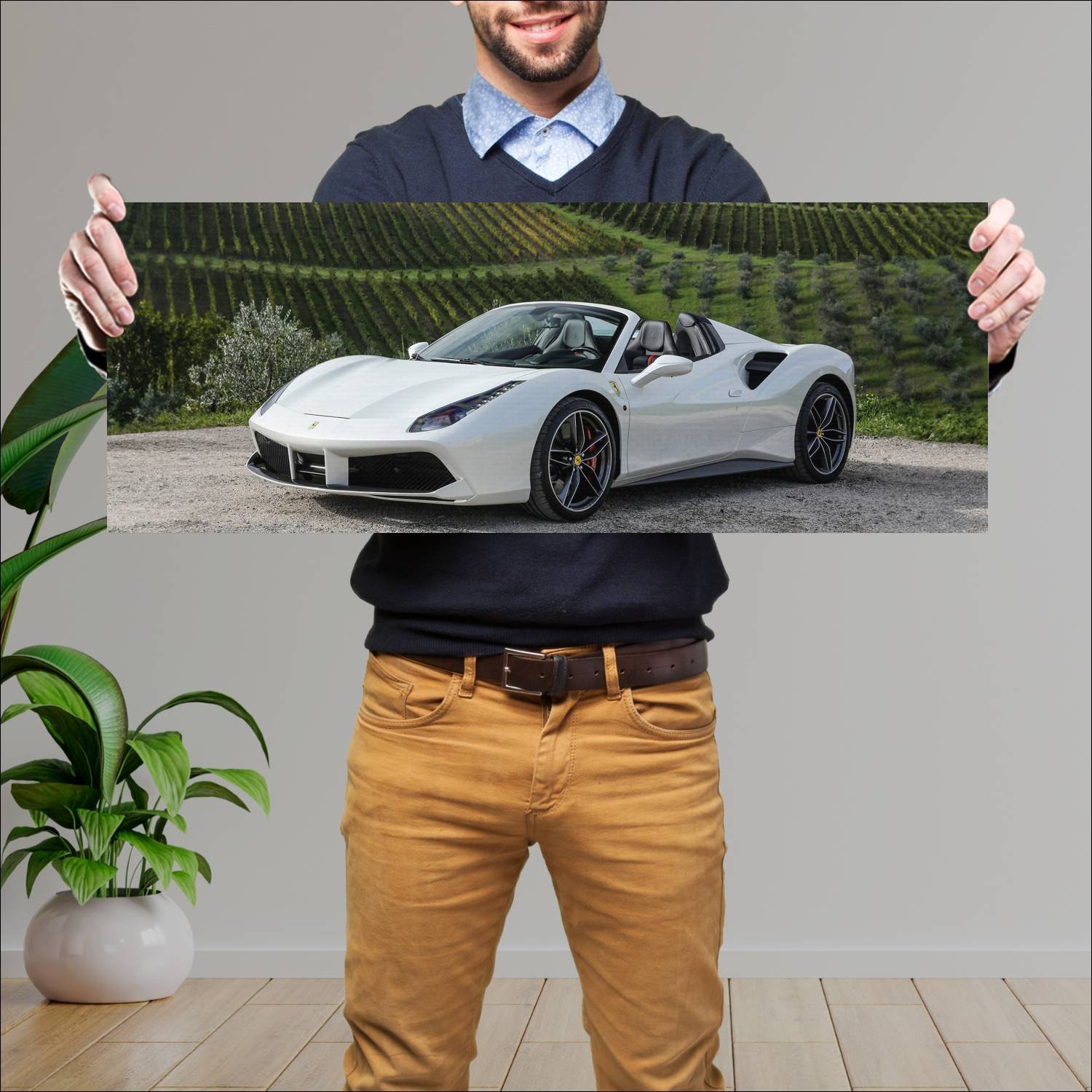 Cuadro grande 30x80cm 2015 ferrari 488 spider Ferrari