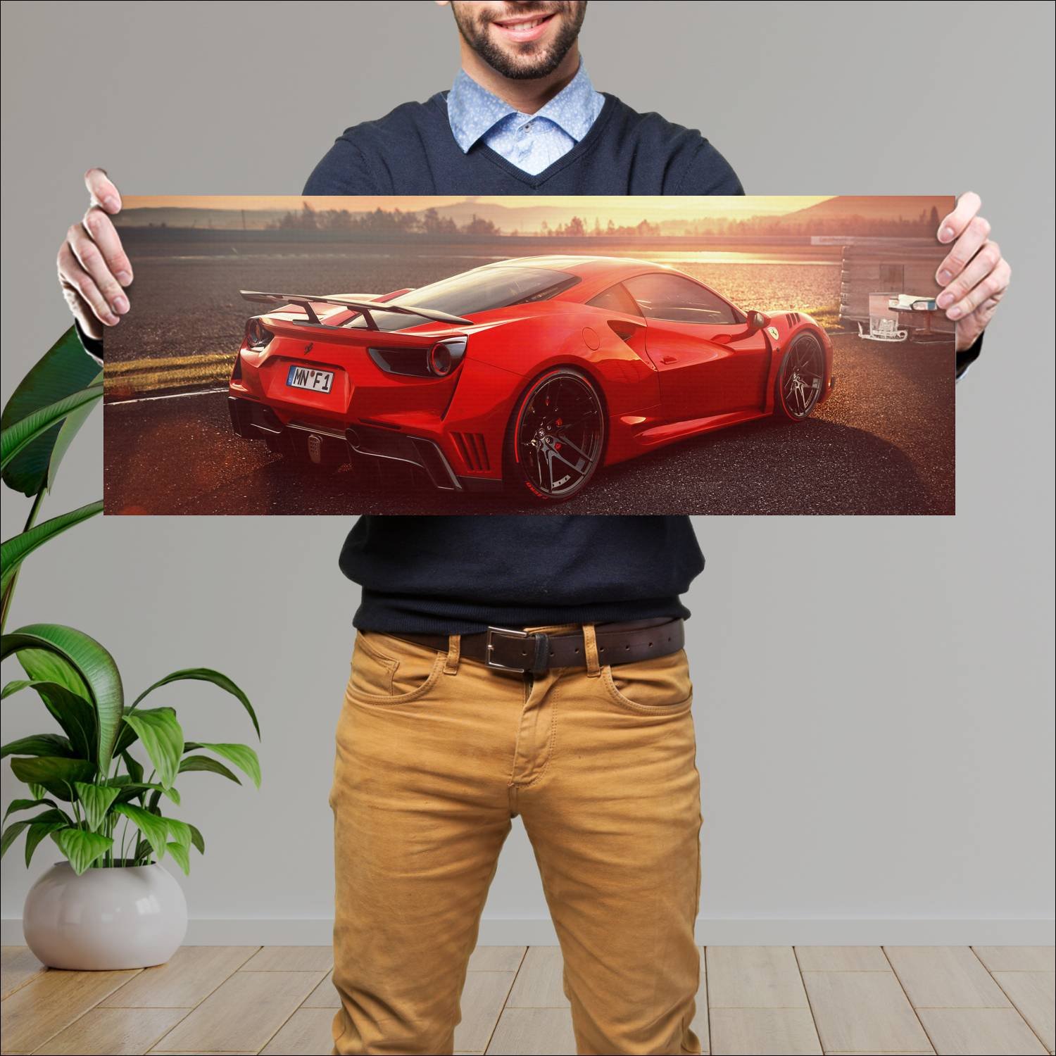 Cuadro grande 30x80cm 2017 ferrari 488 gtb n largo 634 Ferrari
