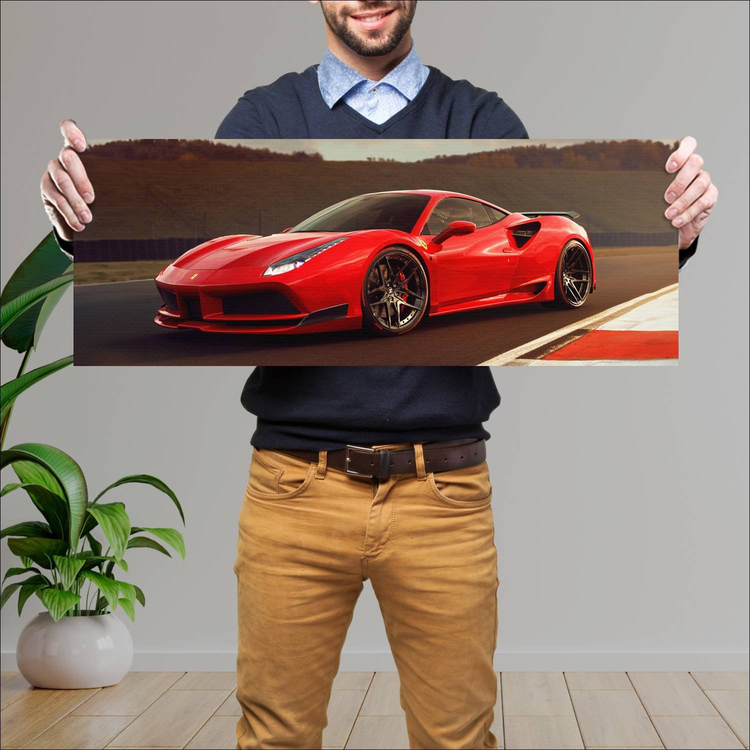 Cuadro grande 30x80cm 2017 ferrari 488 gtb n largo 635 Ferrari