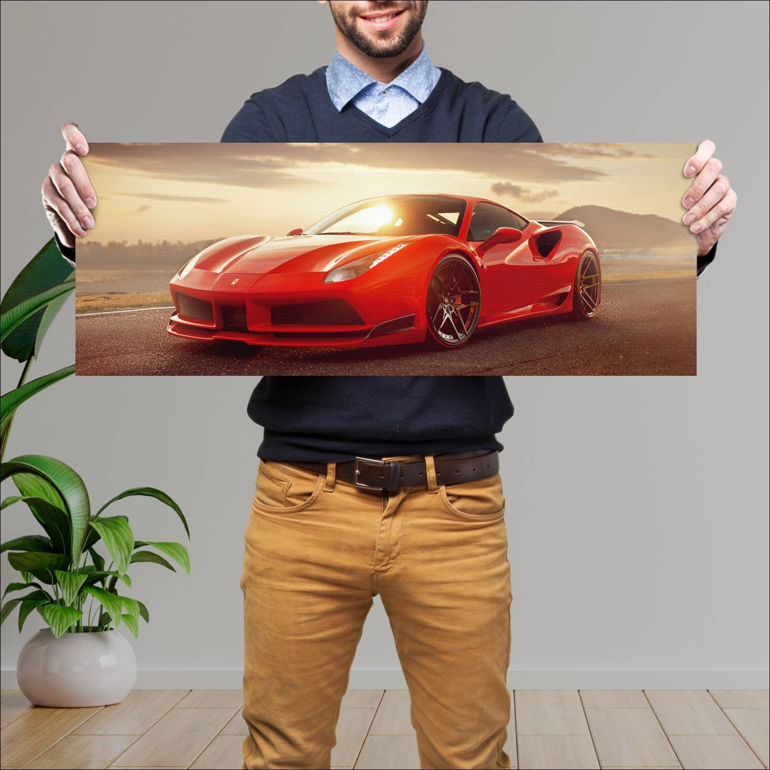 Cuadro grande 30x80cm 2017 ferrari 488 gtb n largo 636 Ferrari