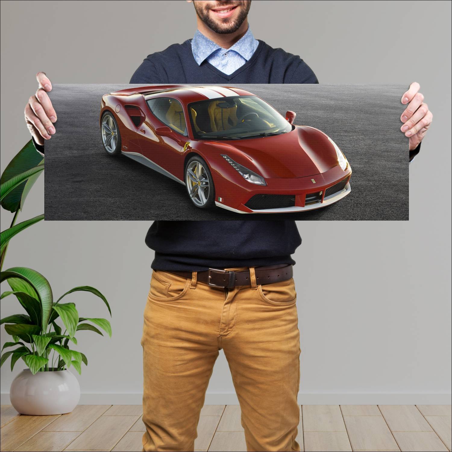 Cuadro grande 30x80cm 2017 ferrari 488 gtb the sch 639 Ferrari
