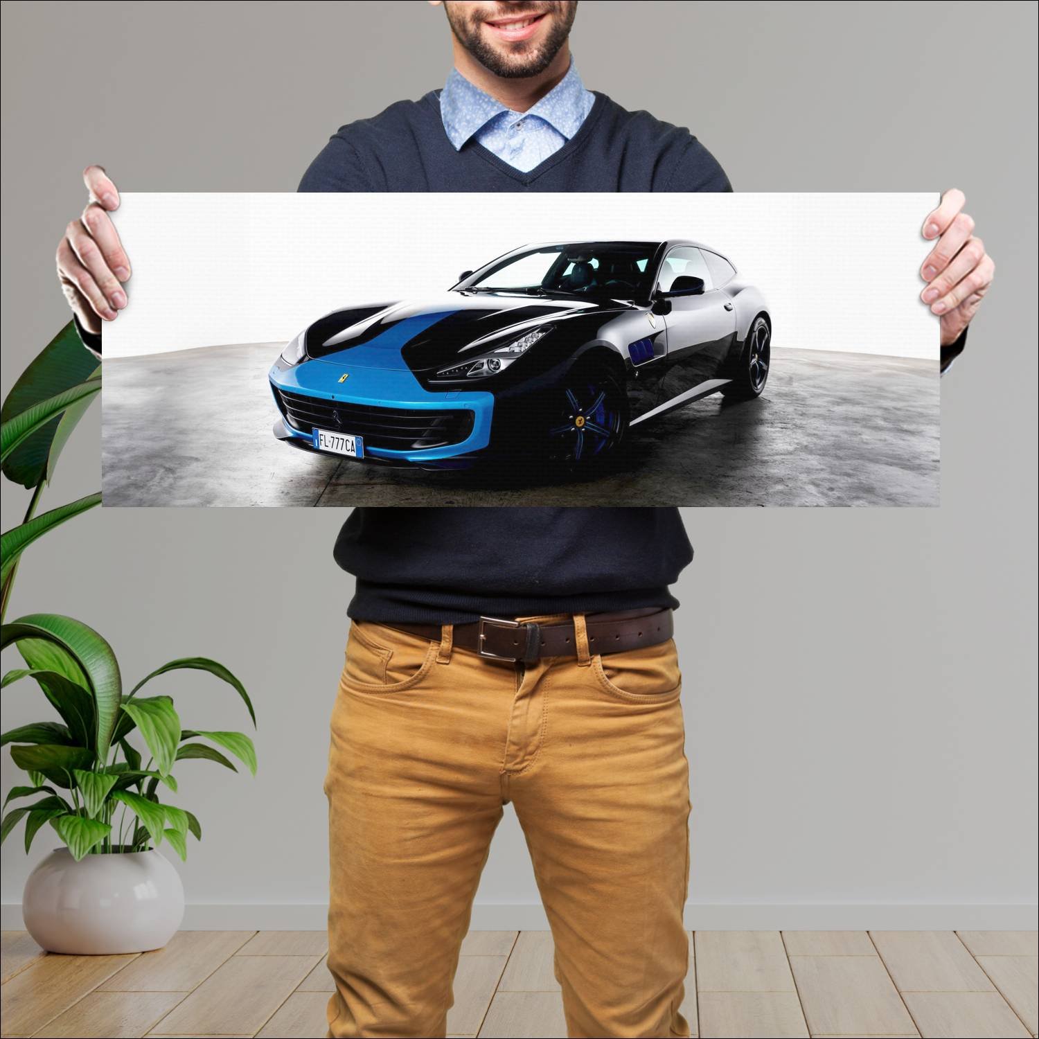 Cuadro grande 30x80cm 2017 ferrari gtc4lusso azzur 667 Ferrari