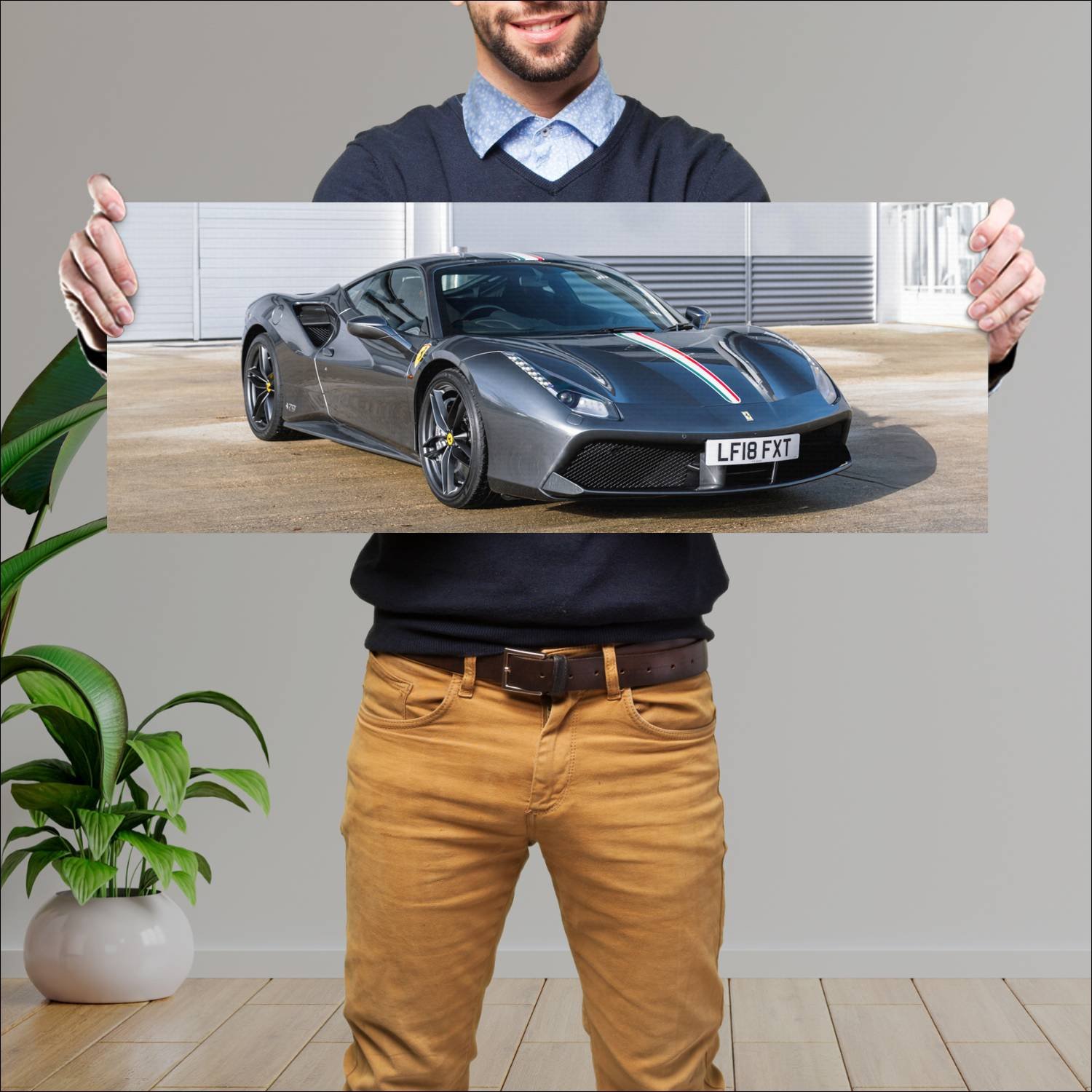 Cuadro grande 30x80cm 2018 ferrari 488 gtb the cel 676 Ferrari