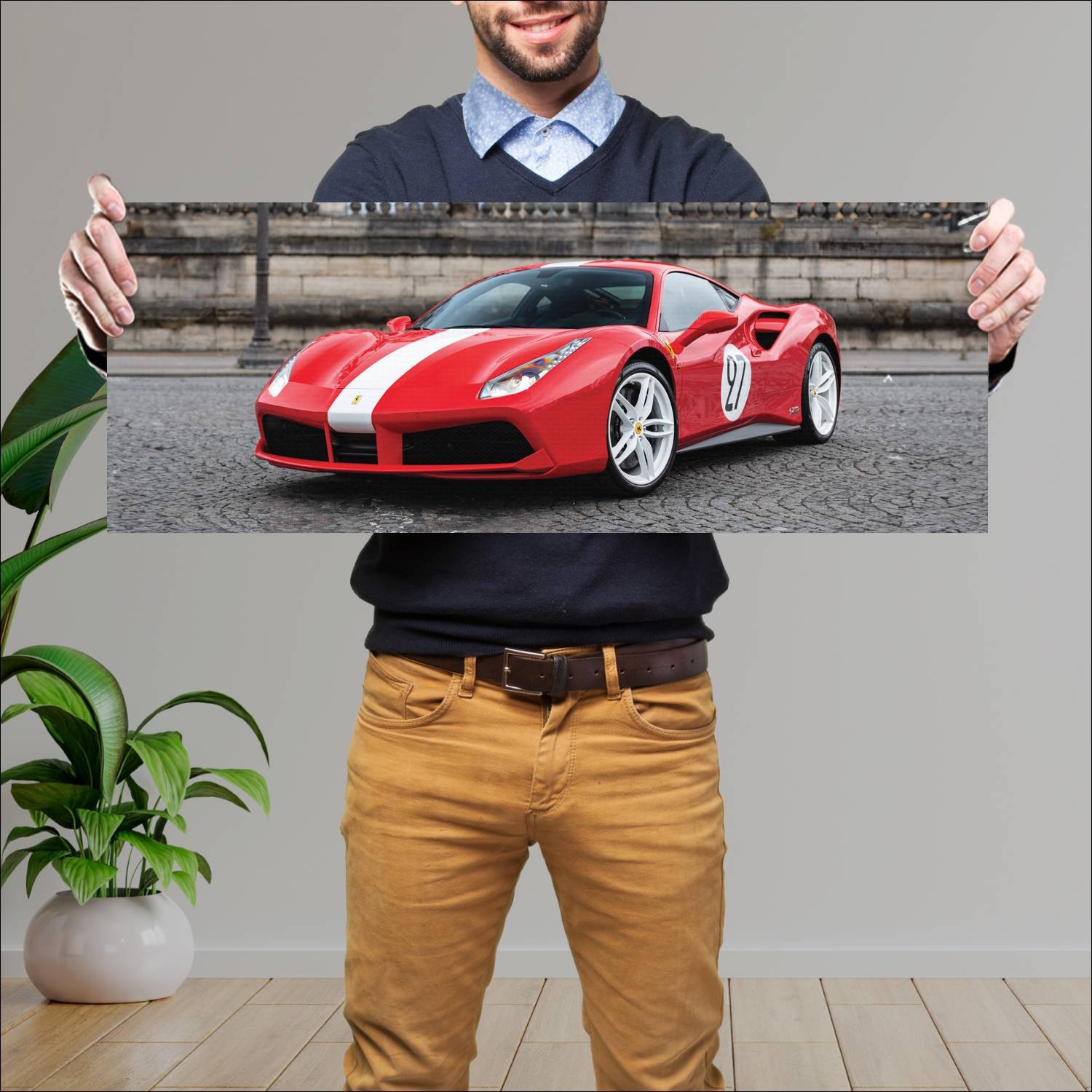 Cuadro grande 30x80cm 2018 ferrari 488 gtb the le 678 Ferrari