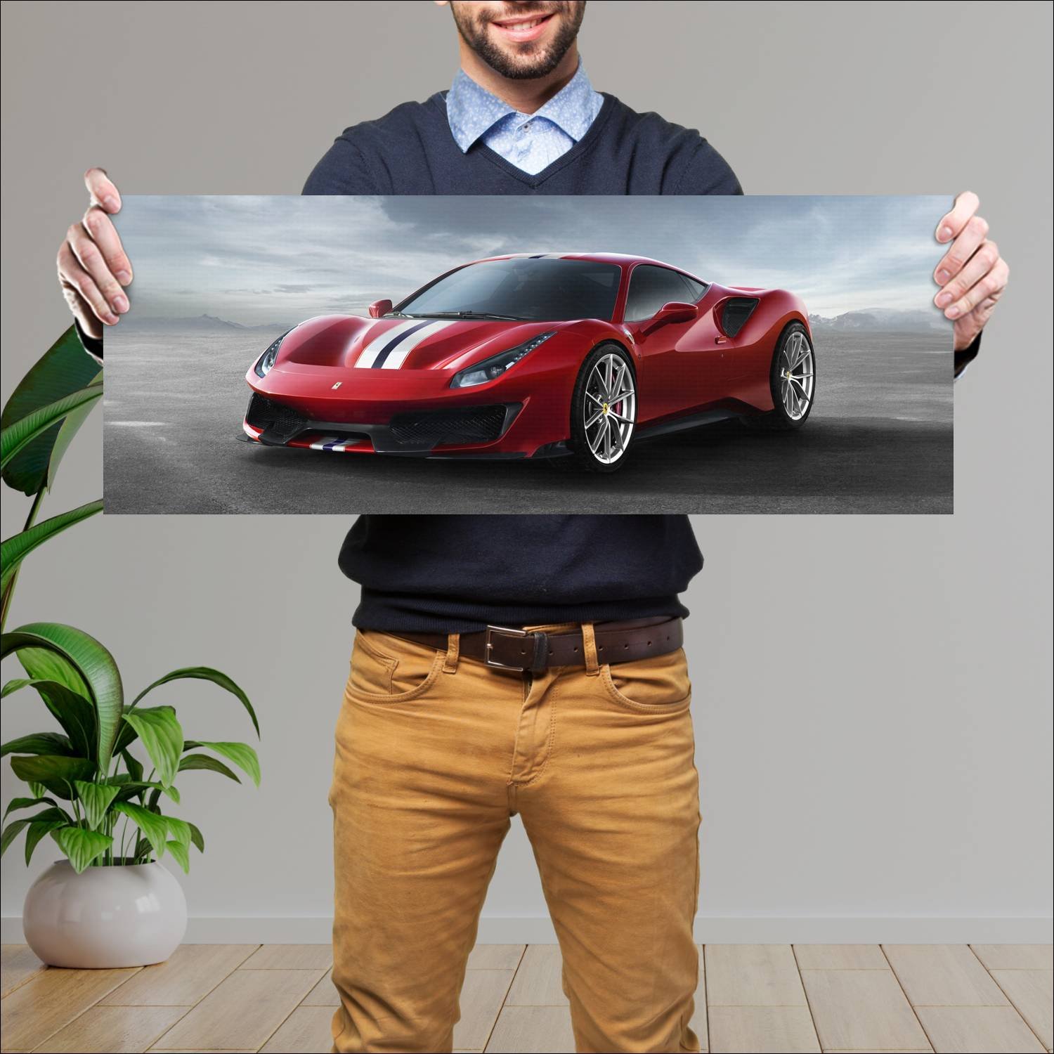 Cuadro grande 30x80cm 2018 ferrari 488 pista auto 680 Ferrari