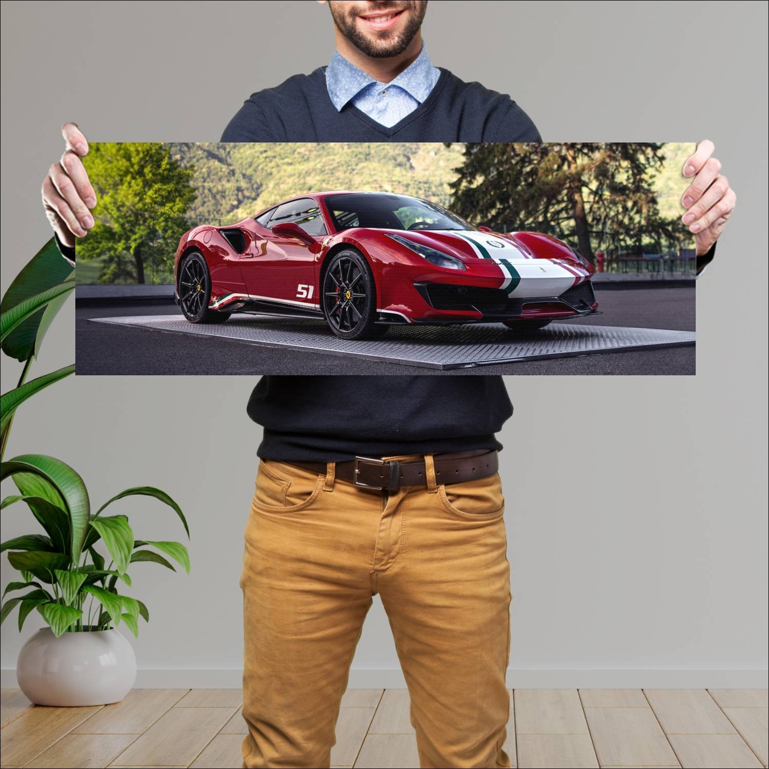 Cuadro grande 30x80cm 2018 ferrari 488 pista tailo 684 Ferrari