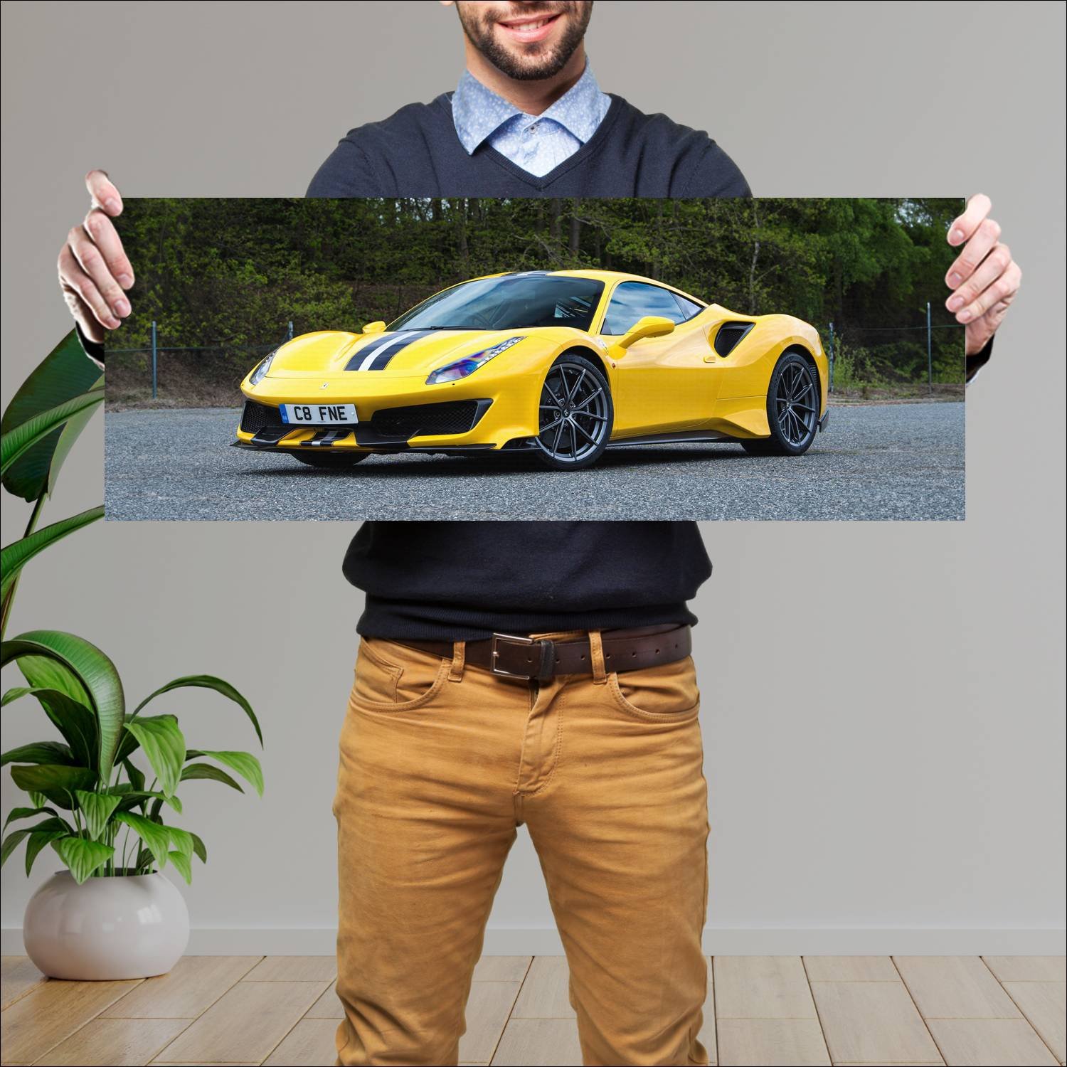 Cuadro grande 30x80cm 2018 ferrari 488 pista uk 90 686 Ferrari