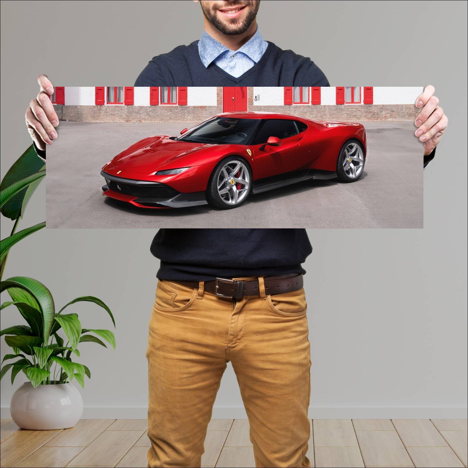 Cuadro grande 30x80cm 2018 ferrari sp38 auto 708 Ferrari