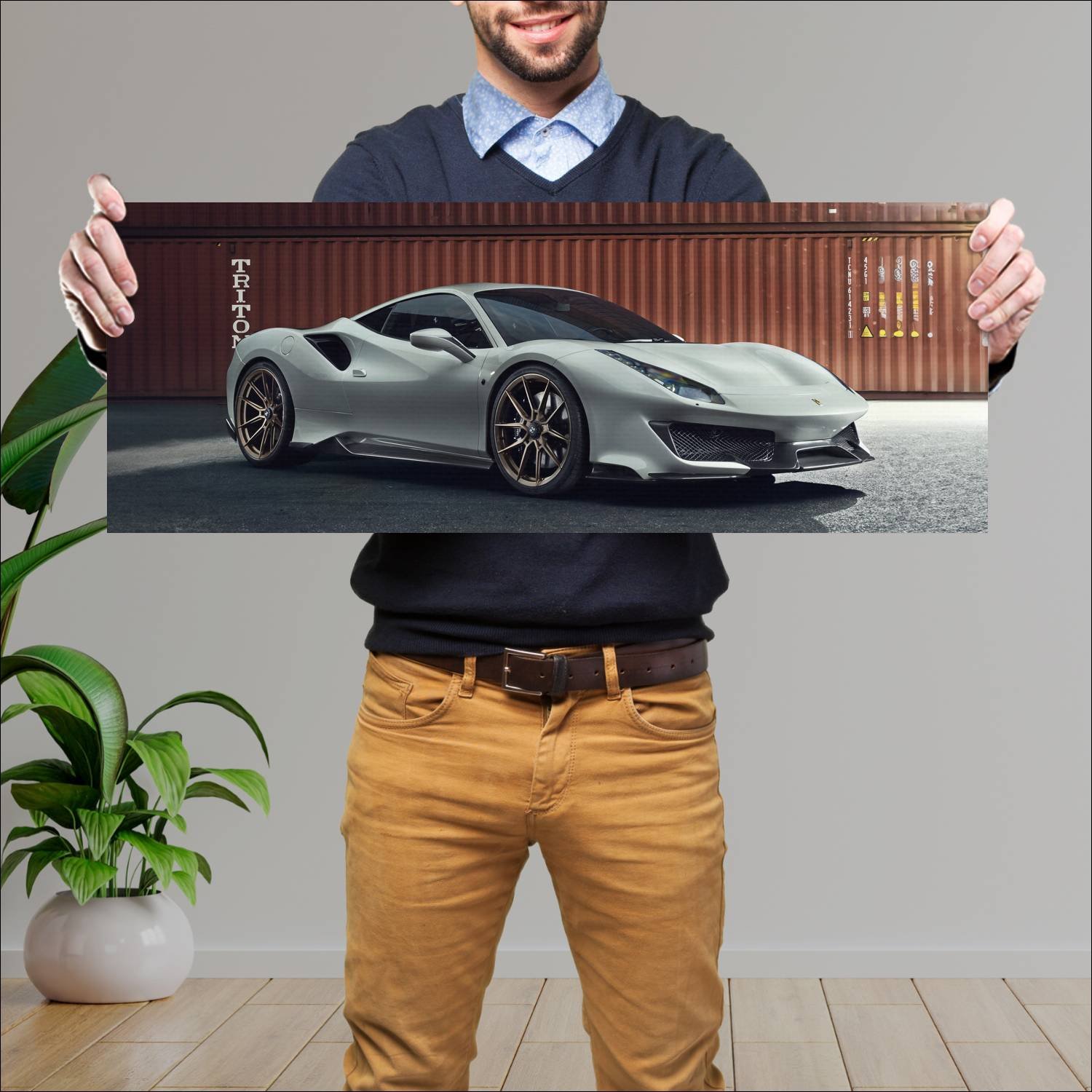 Cuadro grande 30x80cm 2019 ferrari 488 pista by no 712 Ferrari