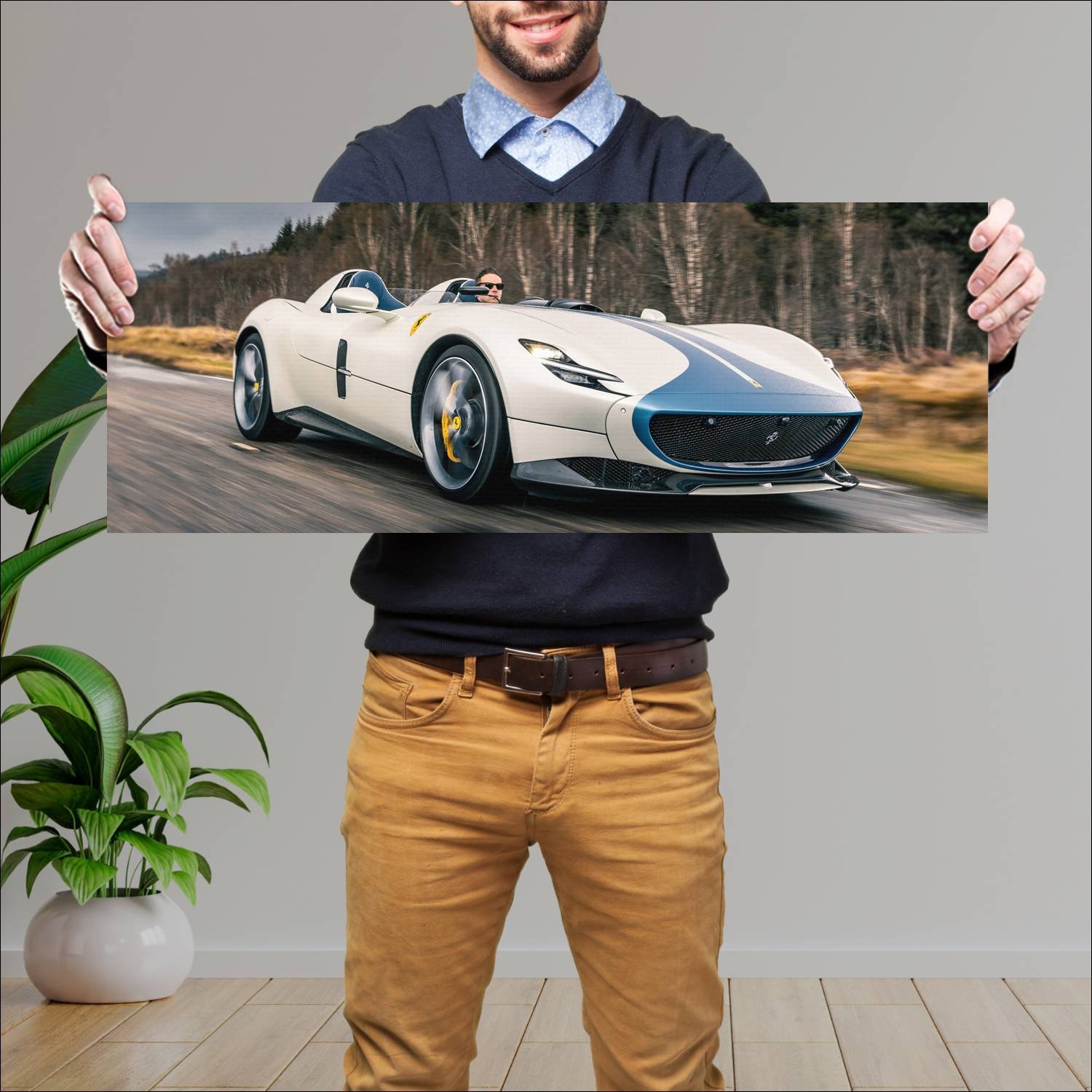 Cuadro grande 30x80cm 2019 ferrari monza sp2 auto 716 Ferrari