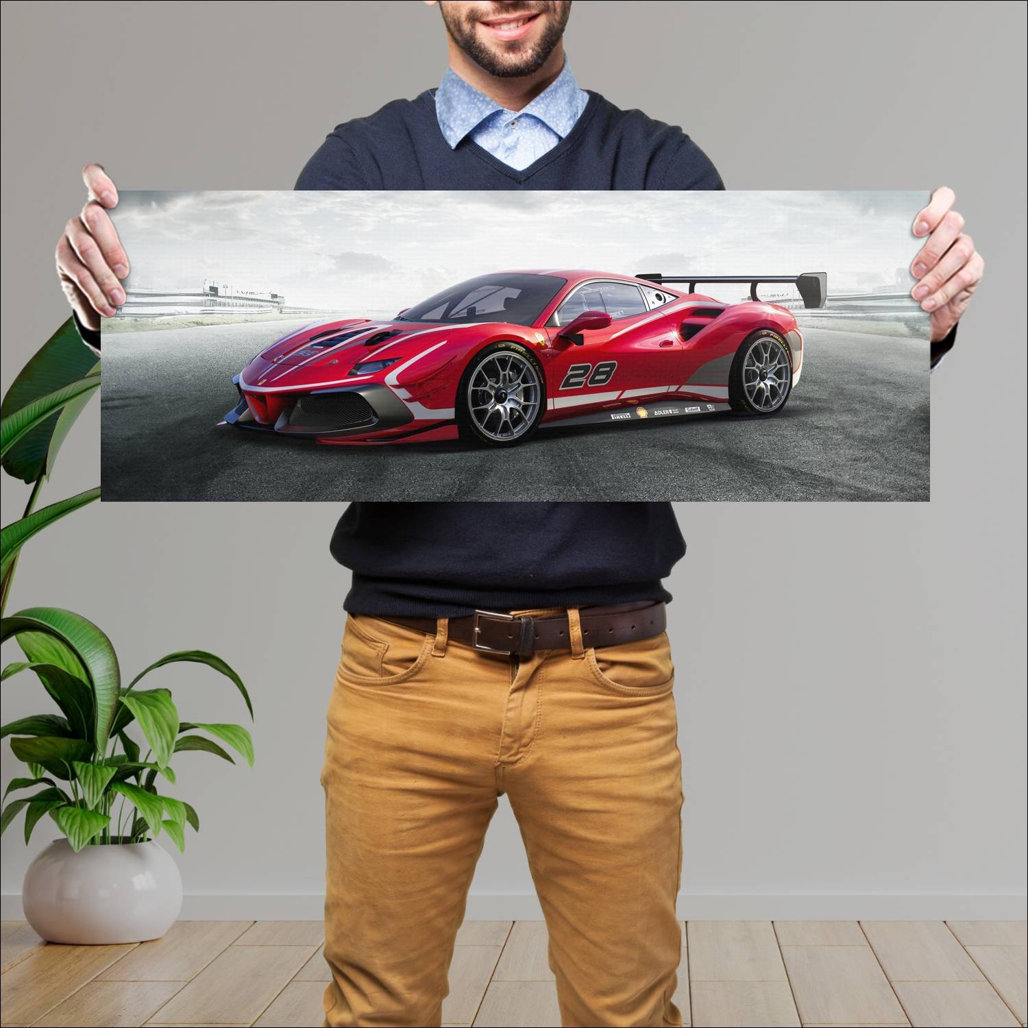 Cuadro grande 30x80cm 2020 ferrari 488 challenge e 728 Ferrari