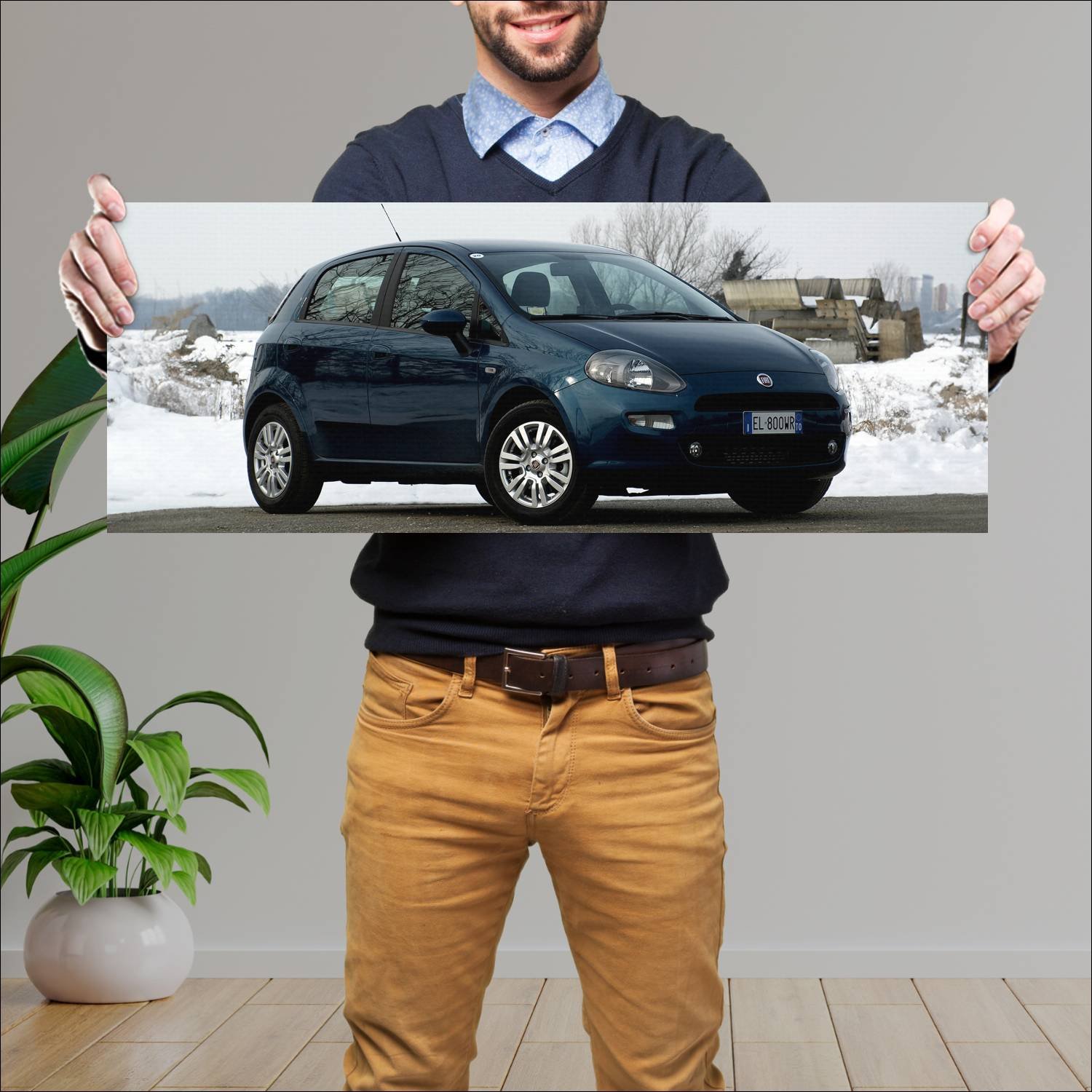 Cuadro grande 30x80cm 2012 fiat punto 5 door 6608 43 Fiat