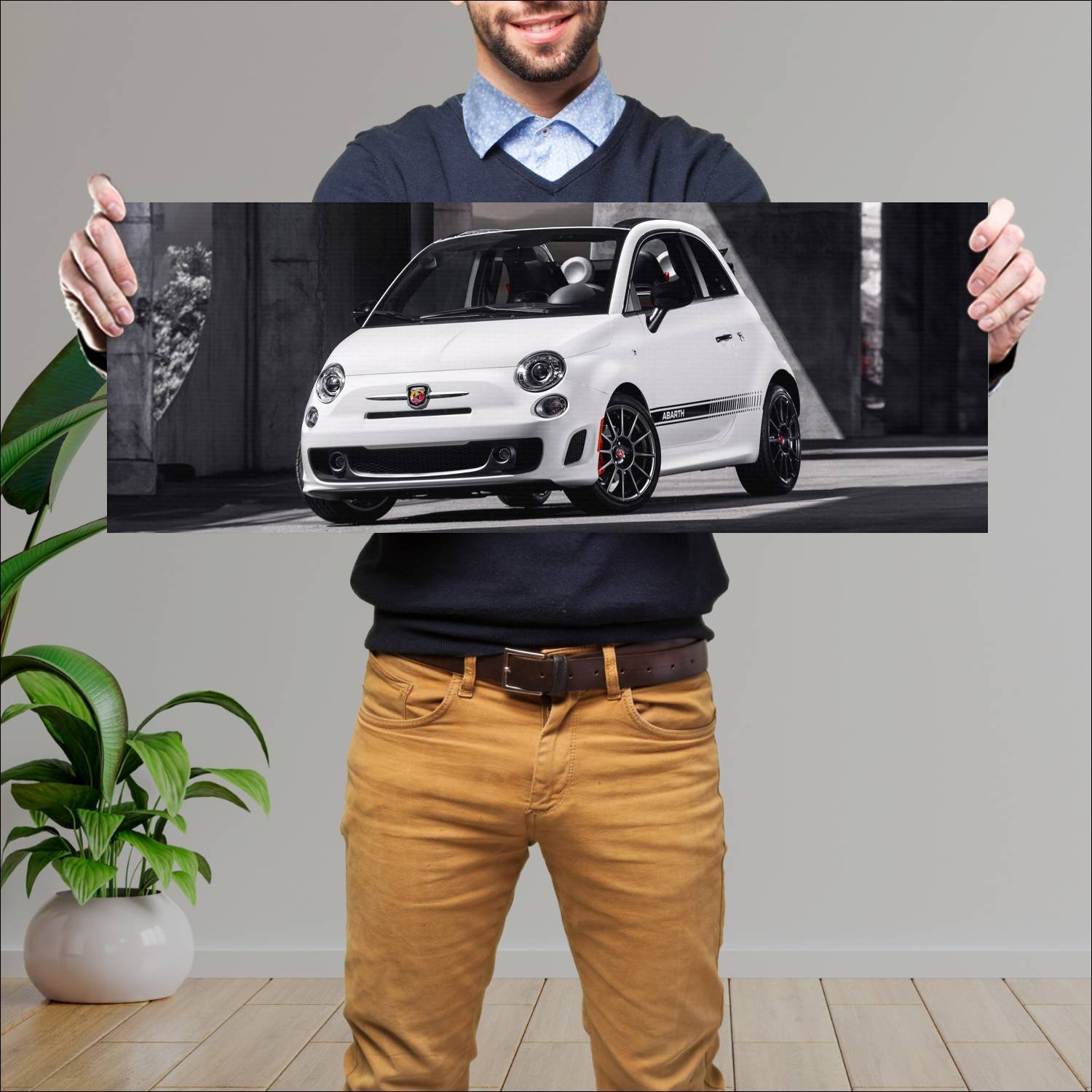 Cuadro grande 30x80cm 2013 fiat 500c abarth us 777 46 Fiat