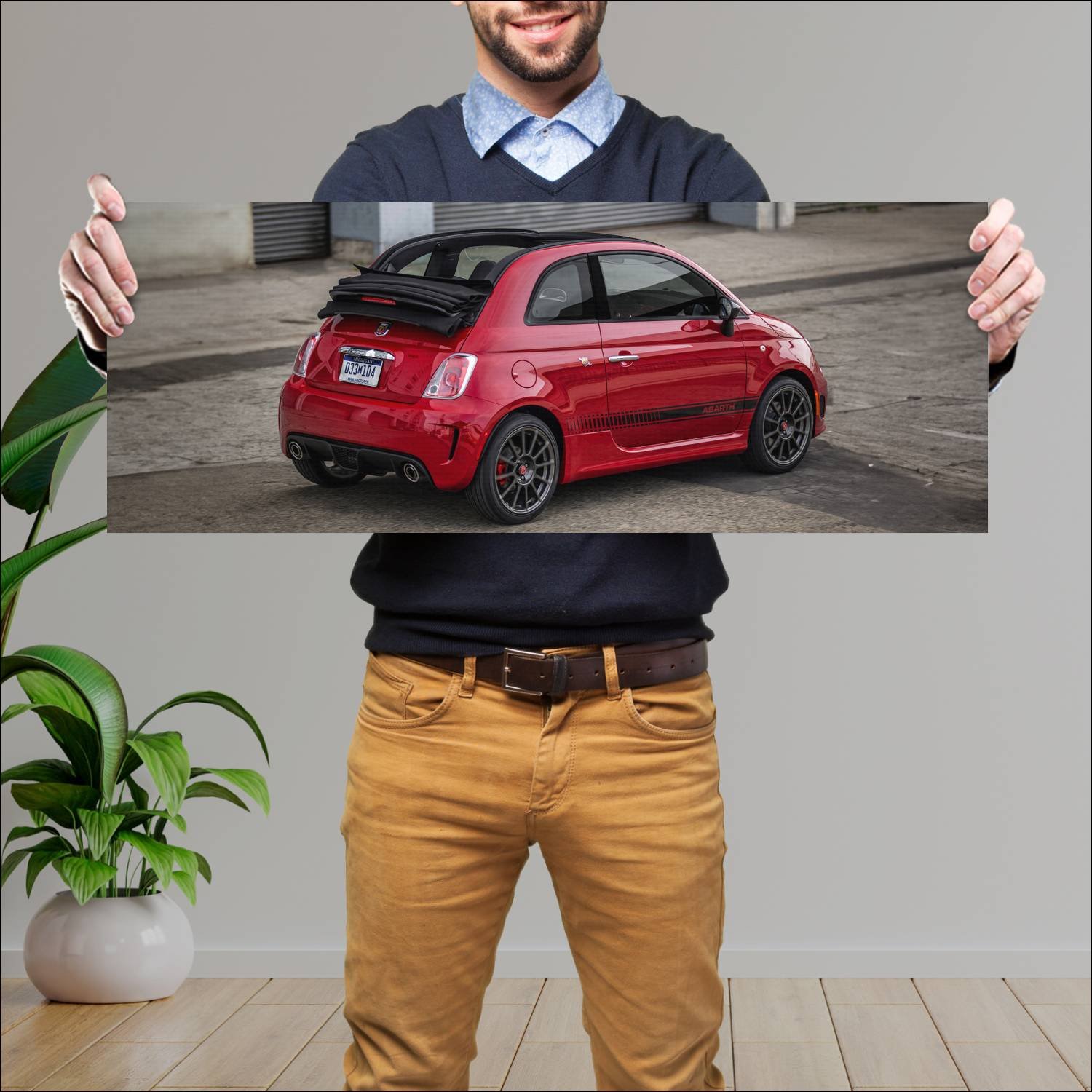 Cuadro grande 30x80cm 2013 fiat 500c abarth us 777 47 Fiat
